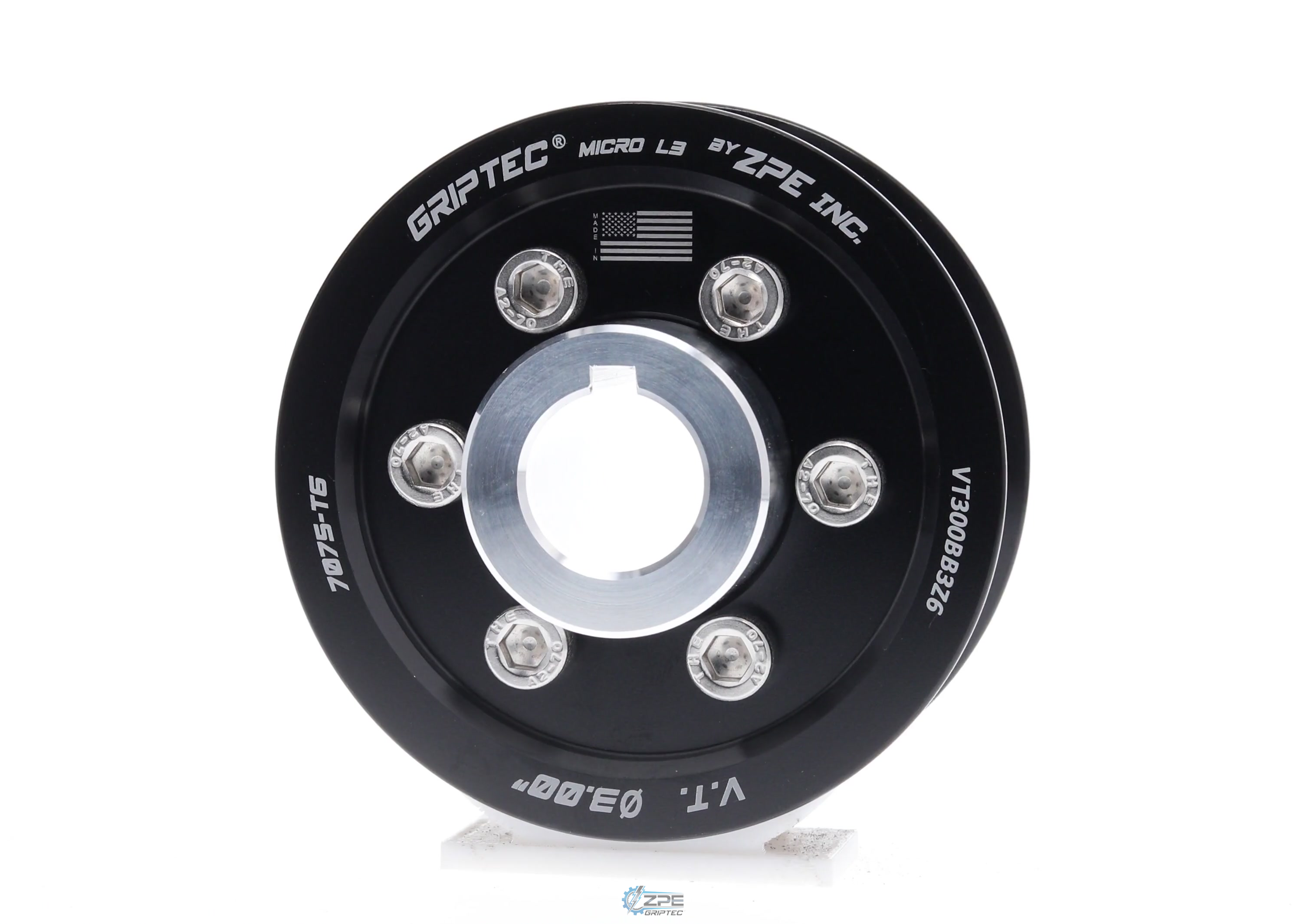 3.00" 6 Rib ZPE GripTec® 2pc Vortech YSi/JT/V3 L3 Black Pulley & Hub Kit