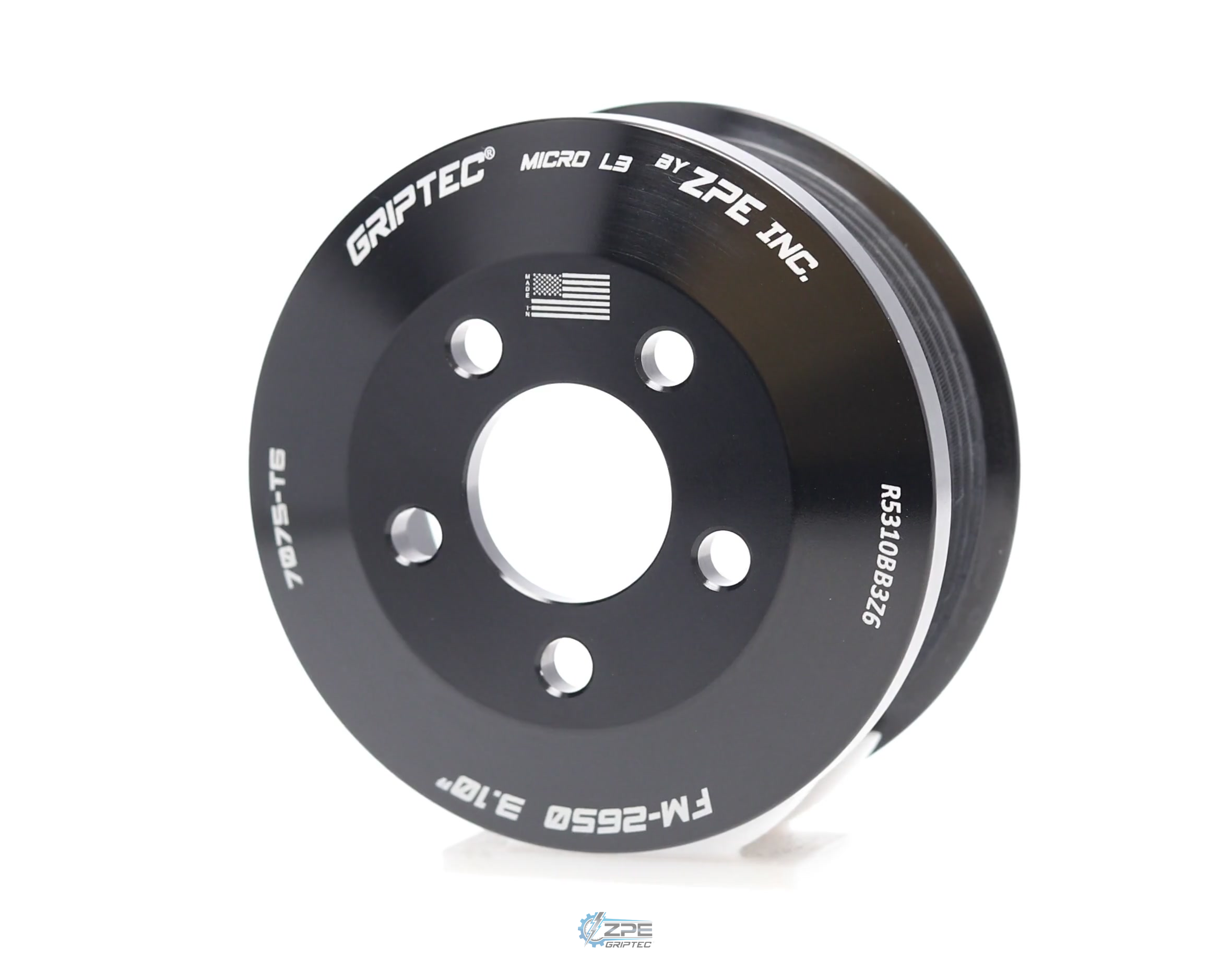 3.10" 6 Rib ZPE GripTec® 2pc FMS Ford-Roush TVS R2650 L3 Black Pulley Only
