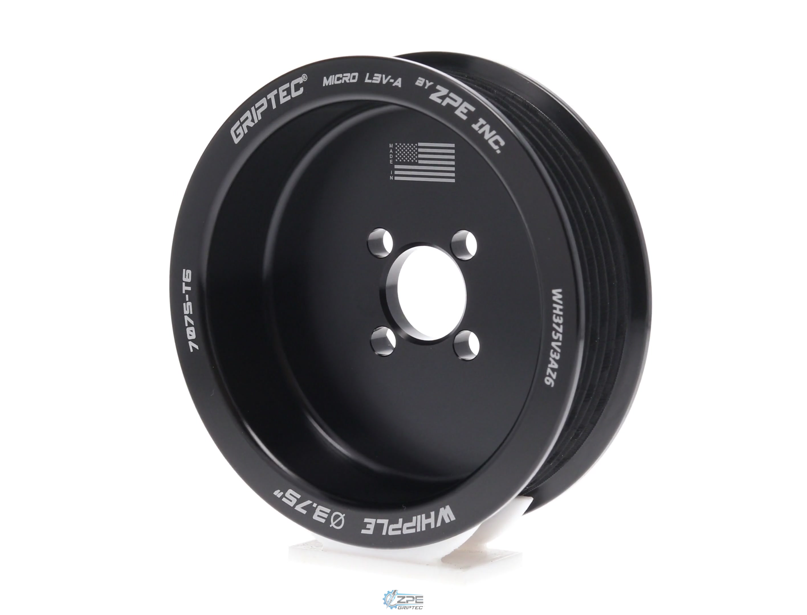 3.75" 6 Rib ZPE GripTec® Whipple Standard L3V-A Black Pulley