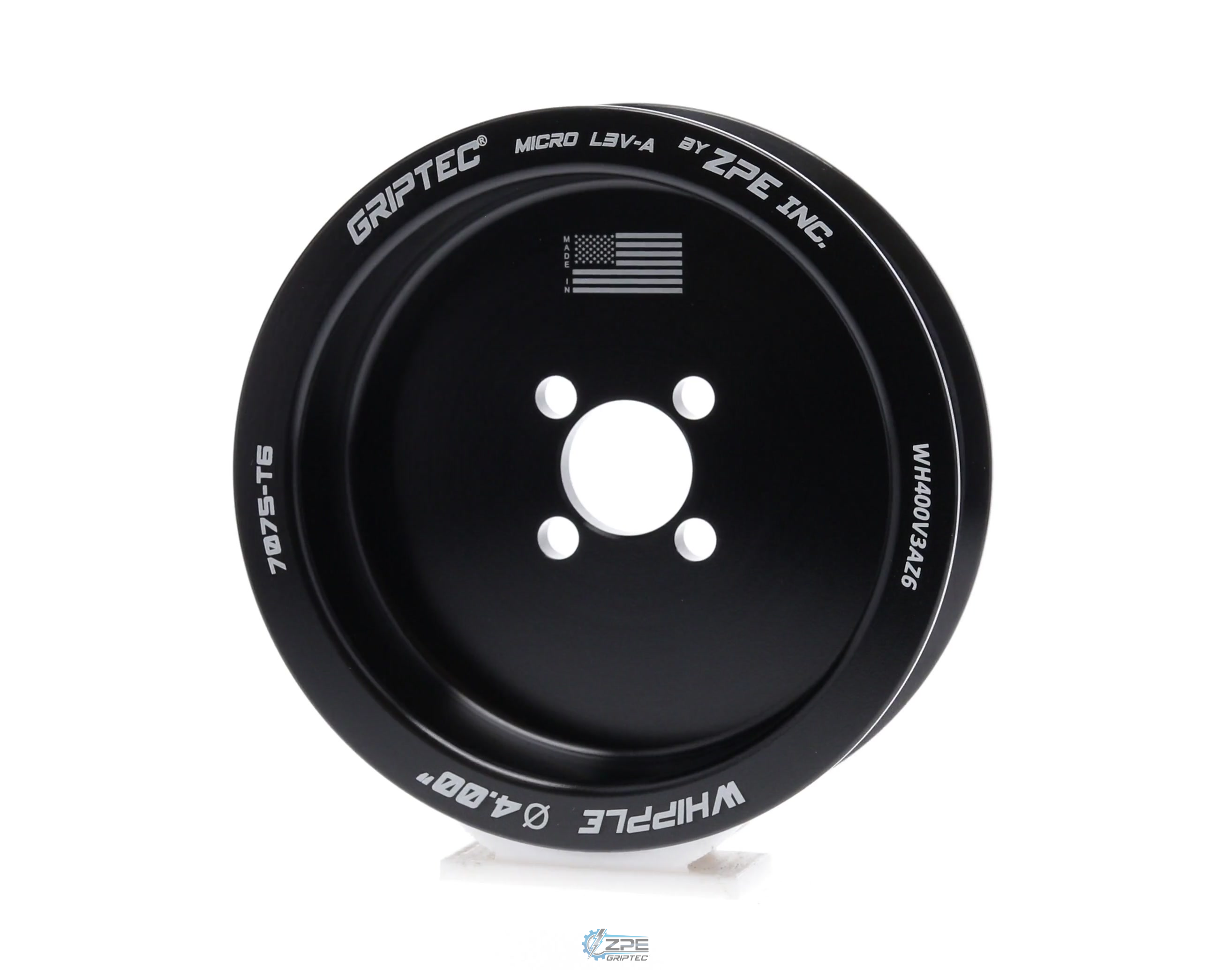 4.00" 6 Rib ZPE GripTec® Whipple Standard L3V-A Black Pulley