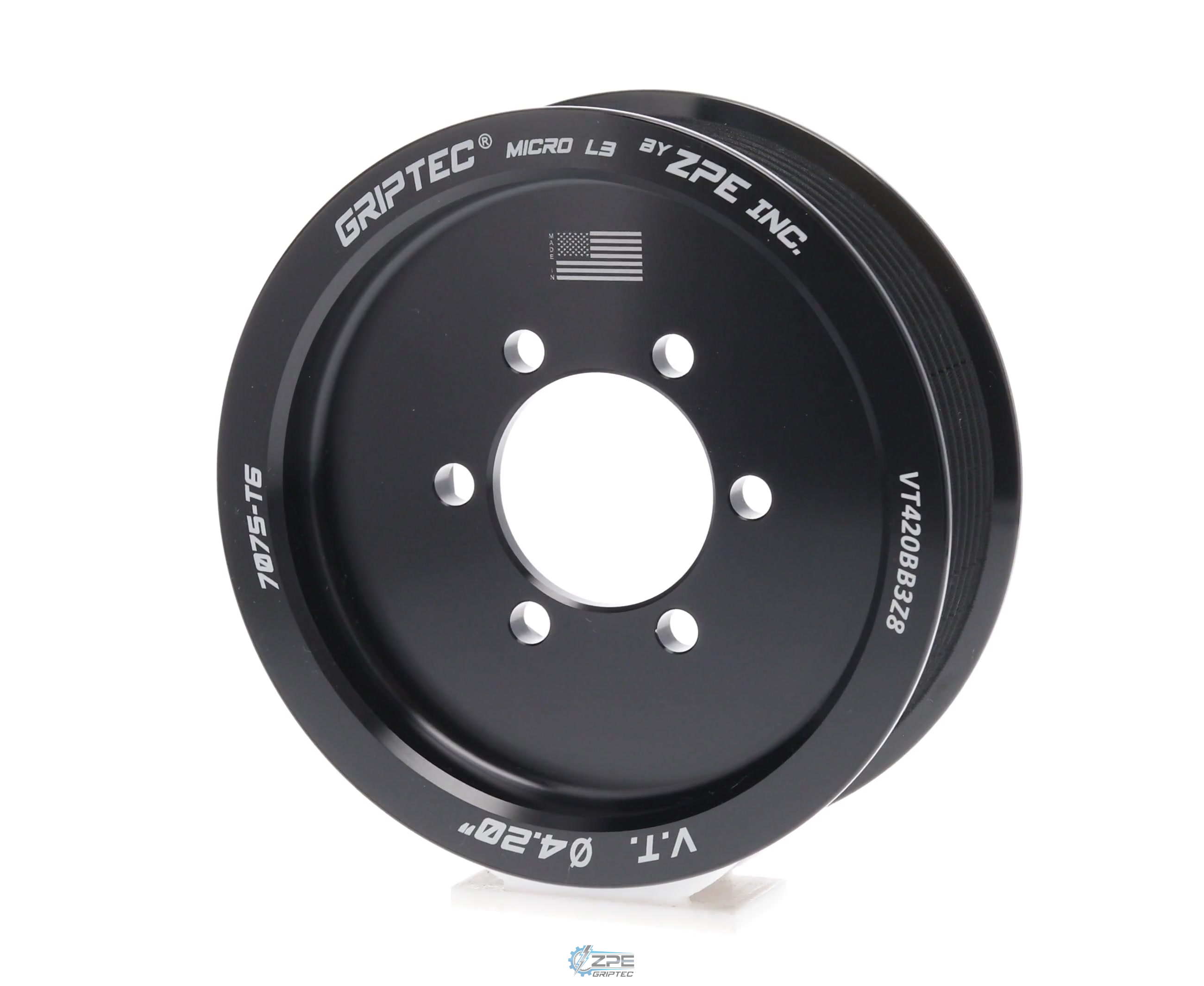 4.20" 8 Rib ZPE GripTec® 2pc Vortech YSi/JT/V3 L3 Black Pulley Only