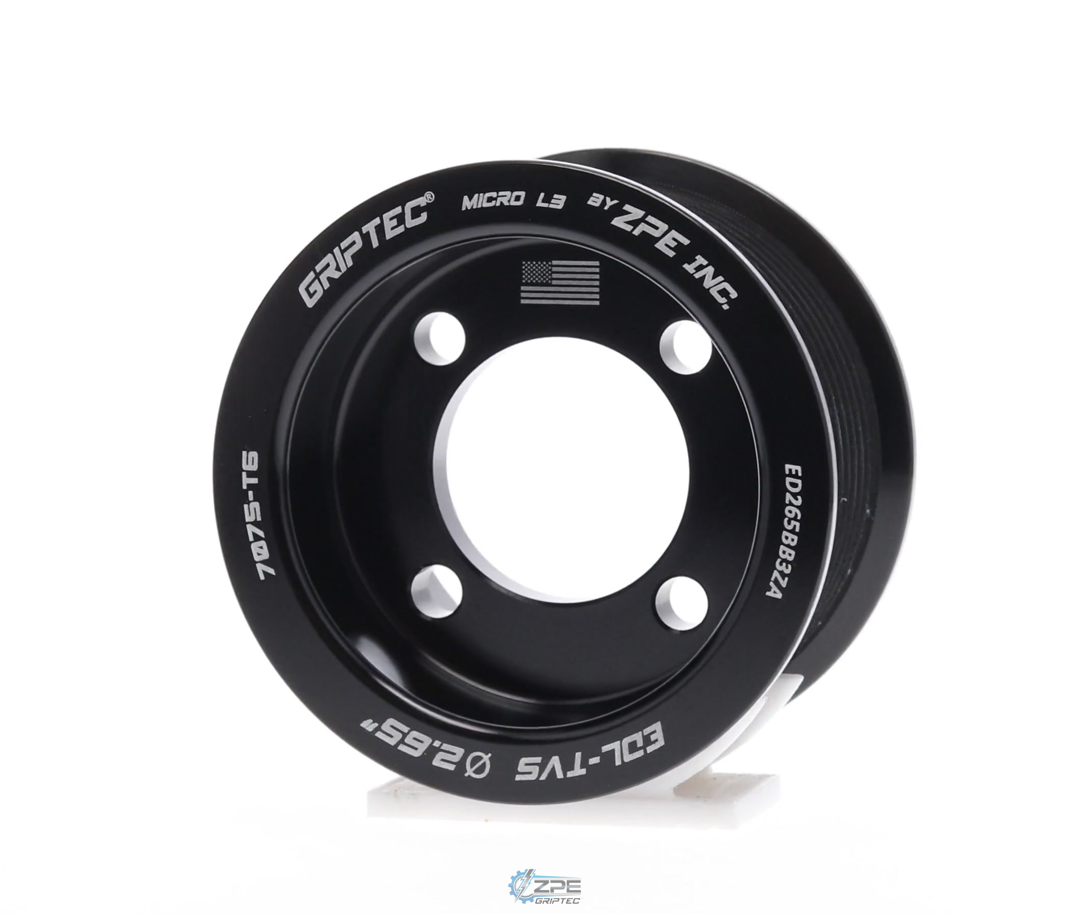 2.65" 10 Rib ZPE GripTec® 2pc Edelbrock TVS L3 Black Pulley Only