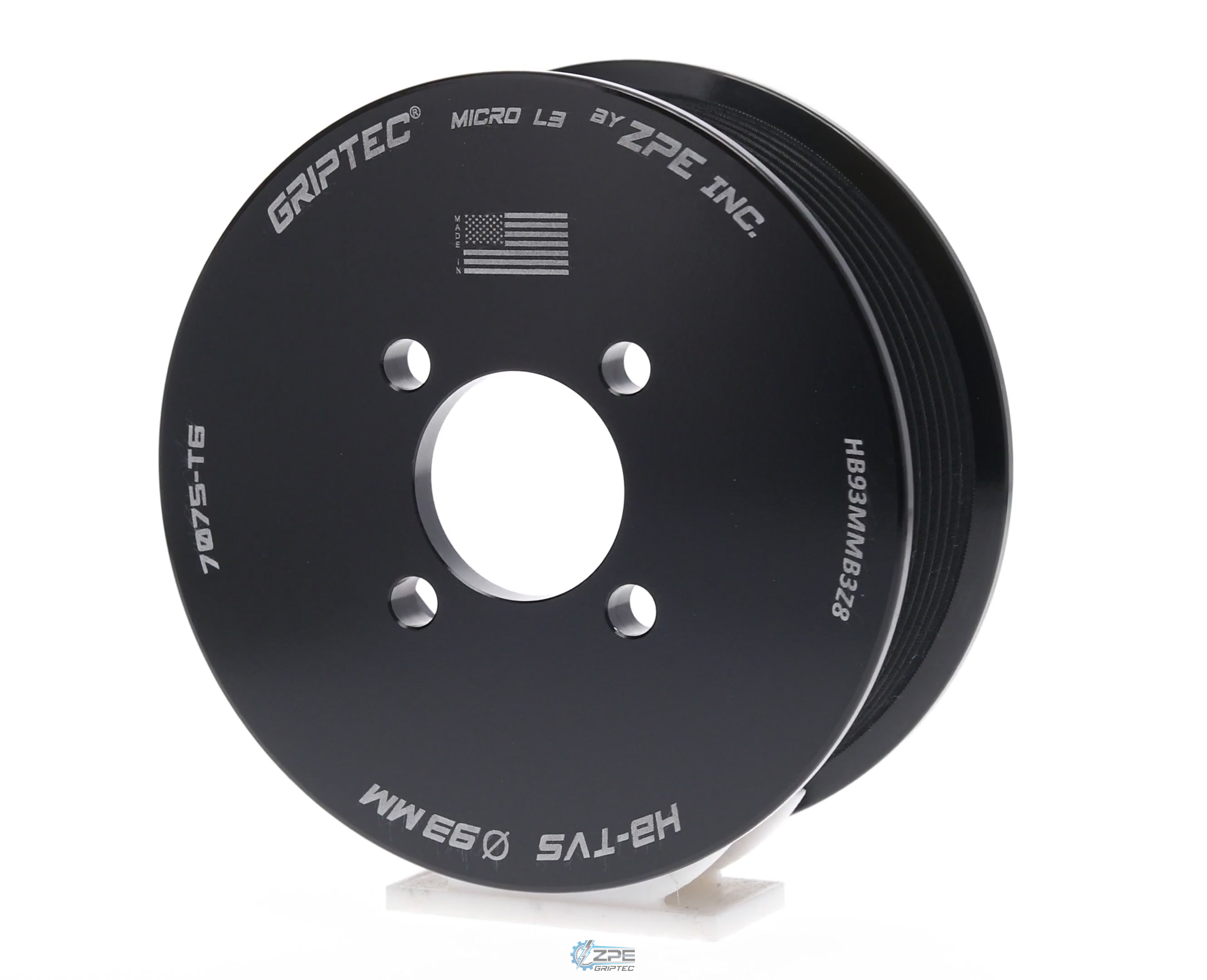93mm 8 Rib ZPE GripTec® 2pc Magnuson Heartbeat TVS L3 Black Pulley Only