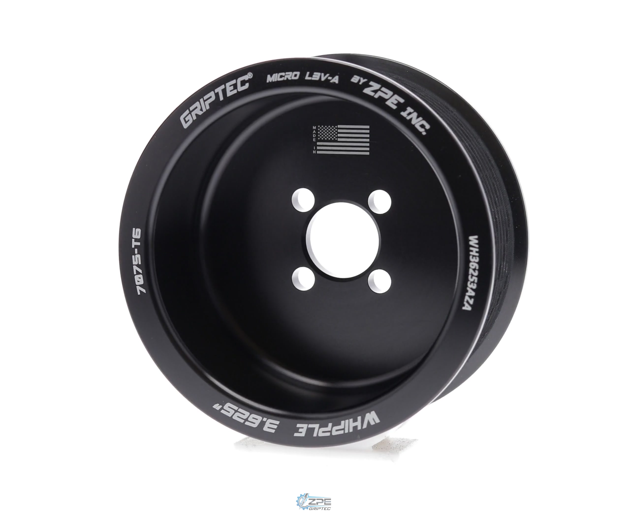 3.625" 10 Rib ZPE GripTec® Whipple Standard L3V-A Black Pulley