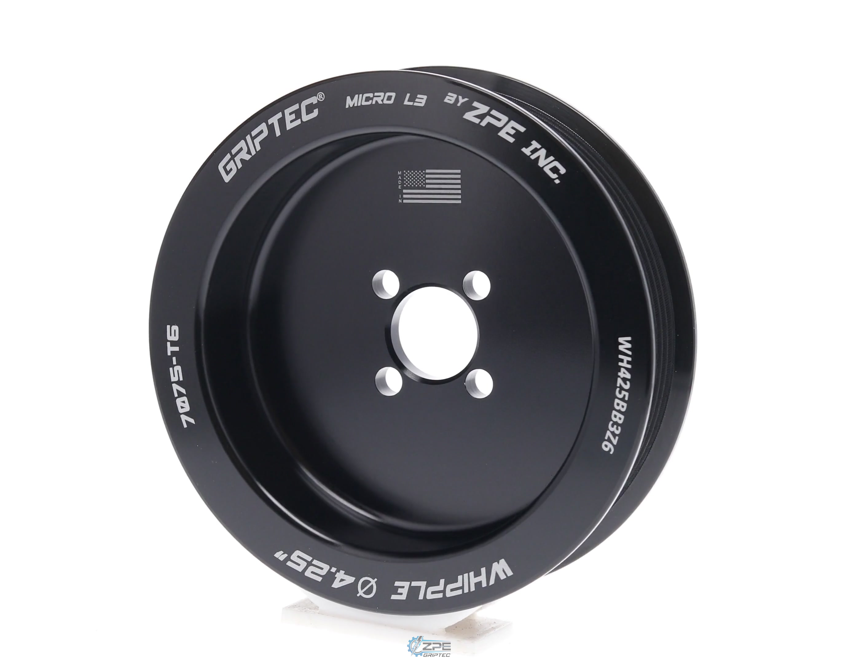 4.25" 6 Rib ZPE GripTec® Whipple Standard L3 Black Pulley