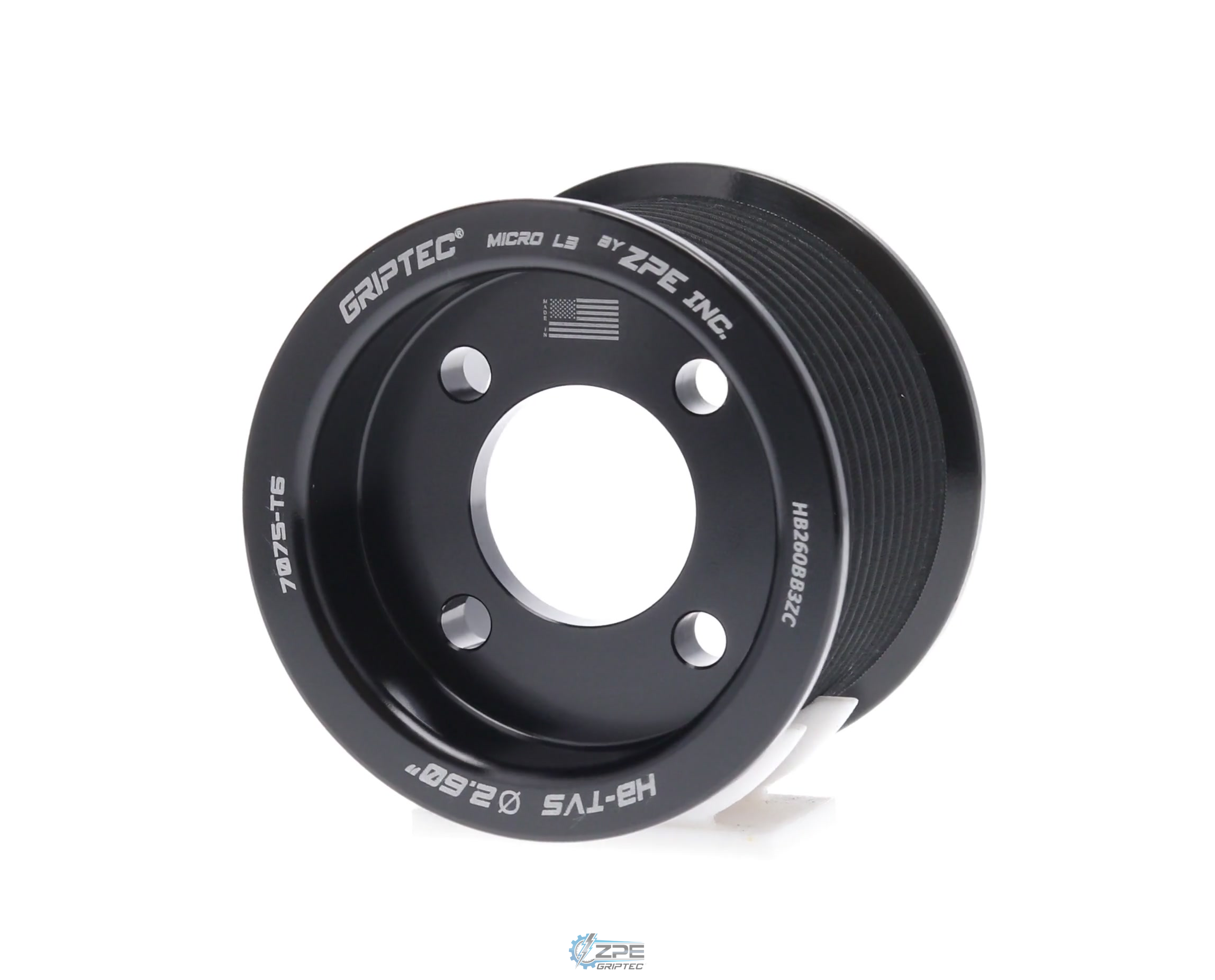 2.60" 12 Rib ZPE GripTec® 2pc Magnuson Heartbeat TVS L3 Black Pulley Only