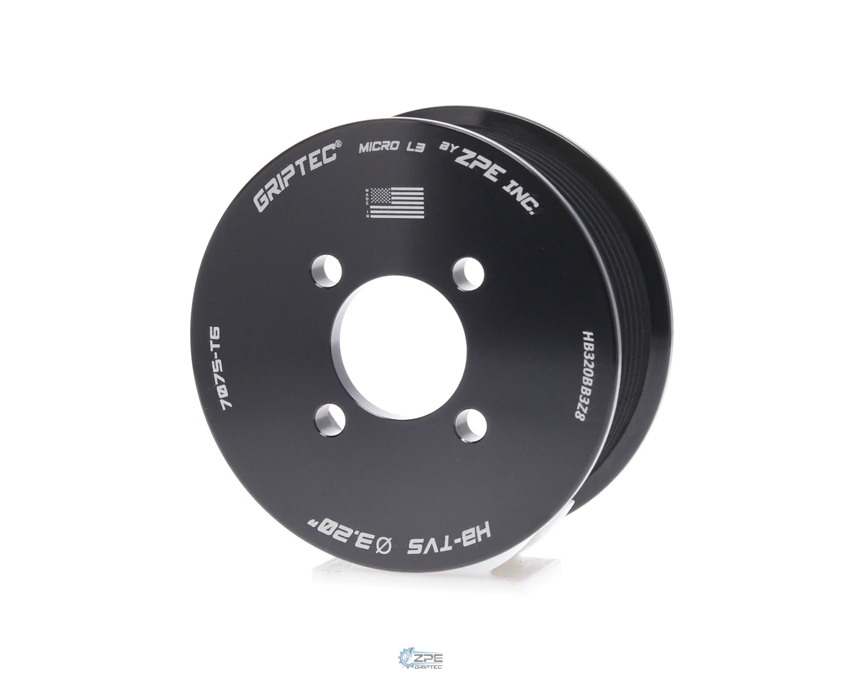 3.20" 8 Rib ZPE GripTec® 2pc Magnuson Heartbeat TVS L3 Black Pulley Only