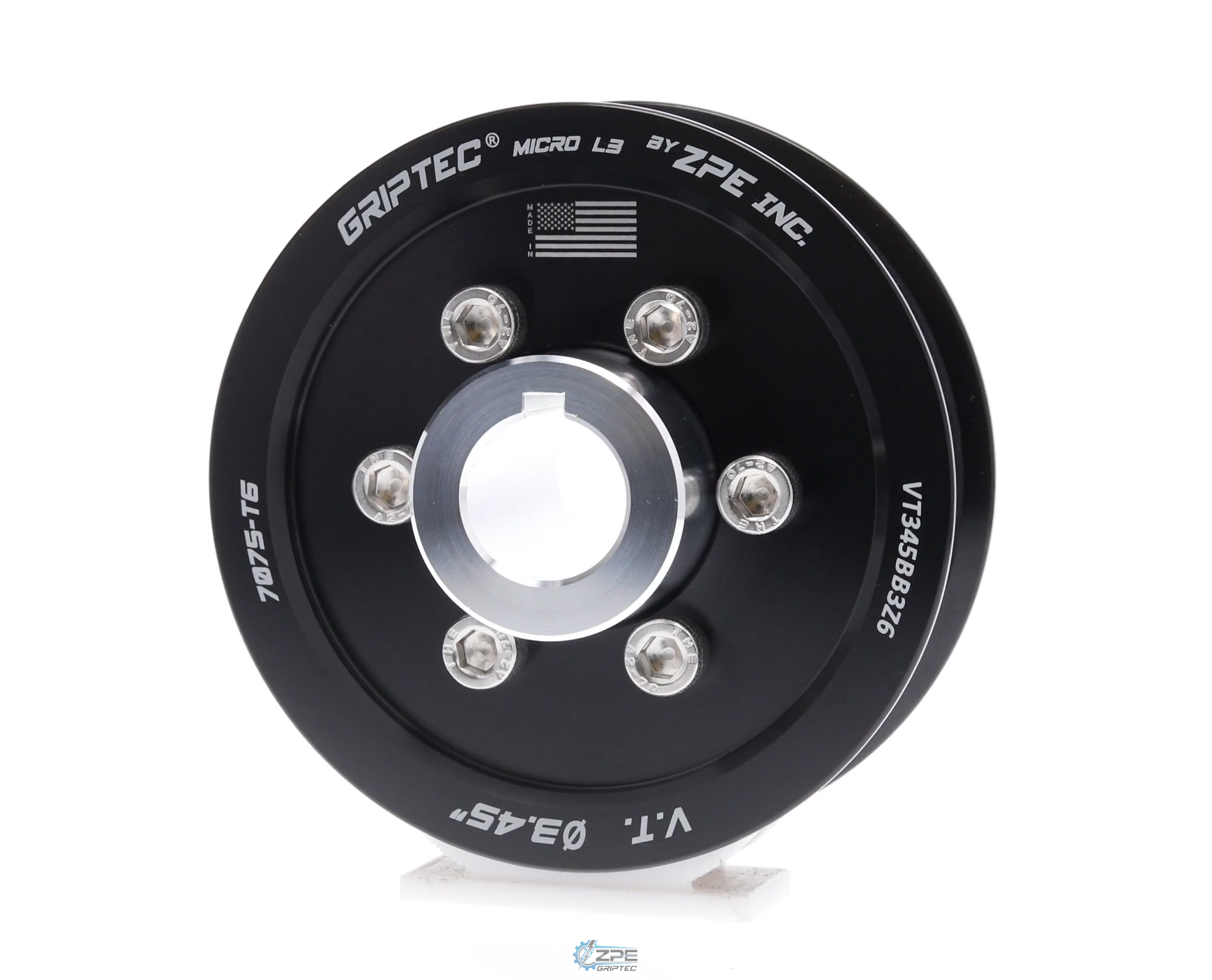 3.45" 6 Rib ZPE GripTec® 2pc Vortech YSi/JT/V3 L3 Black Pulley & Hub Kit