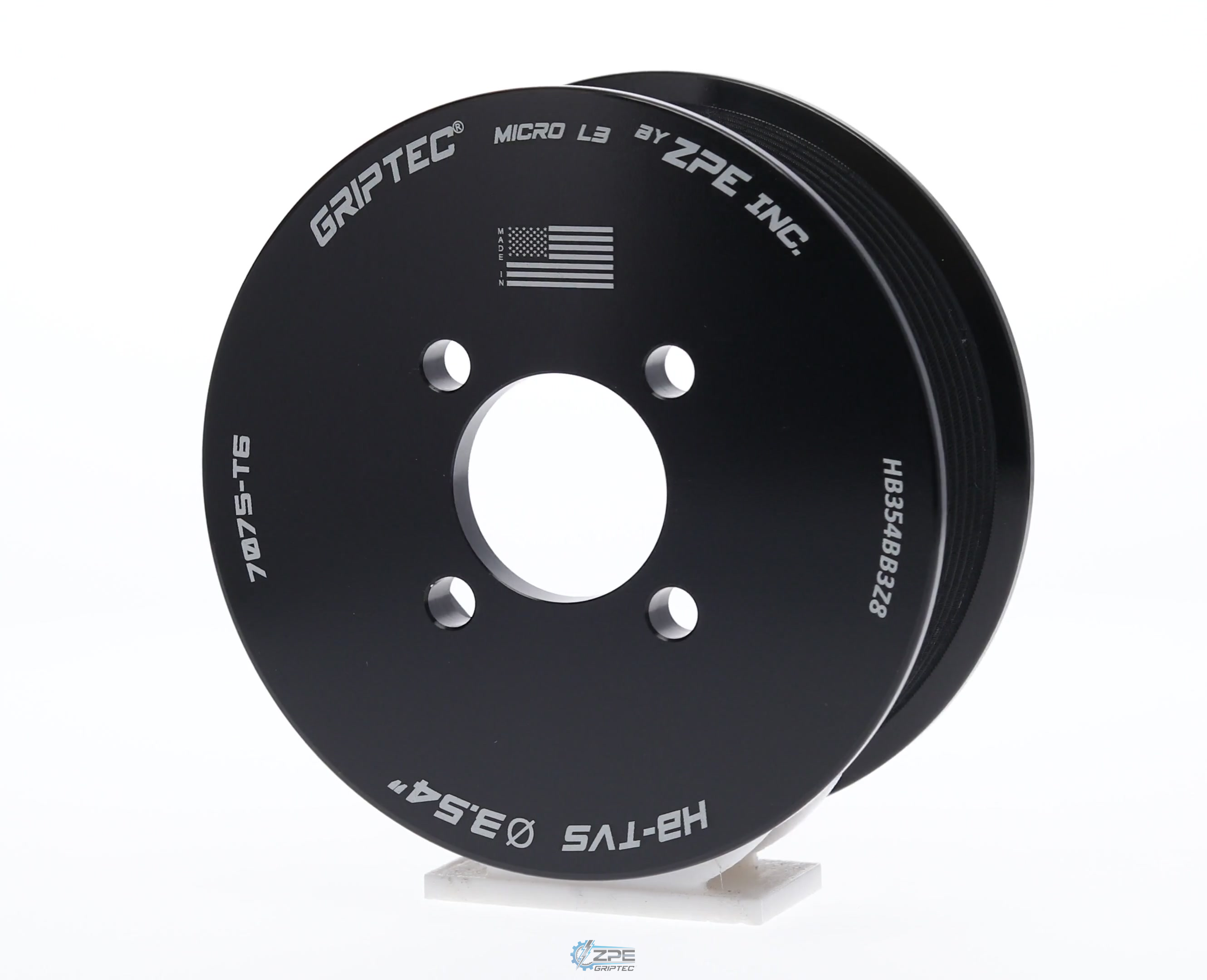 3.54" 8 Rib ZPE GripTec® 2pc Magnuson Heartbeat TVS L3 Black Pulley Only