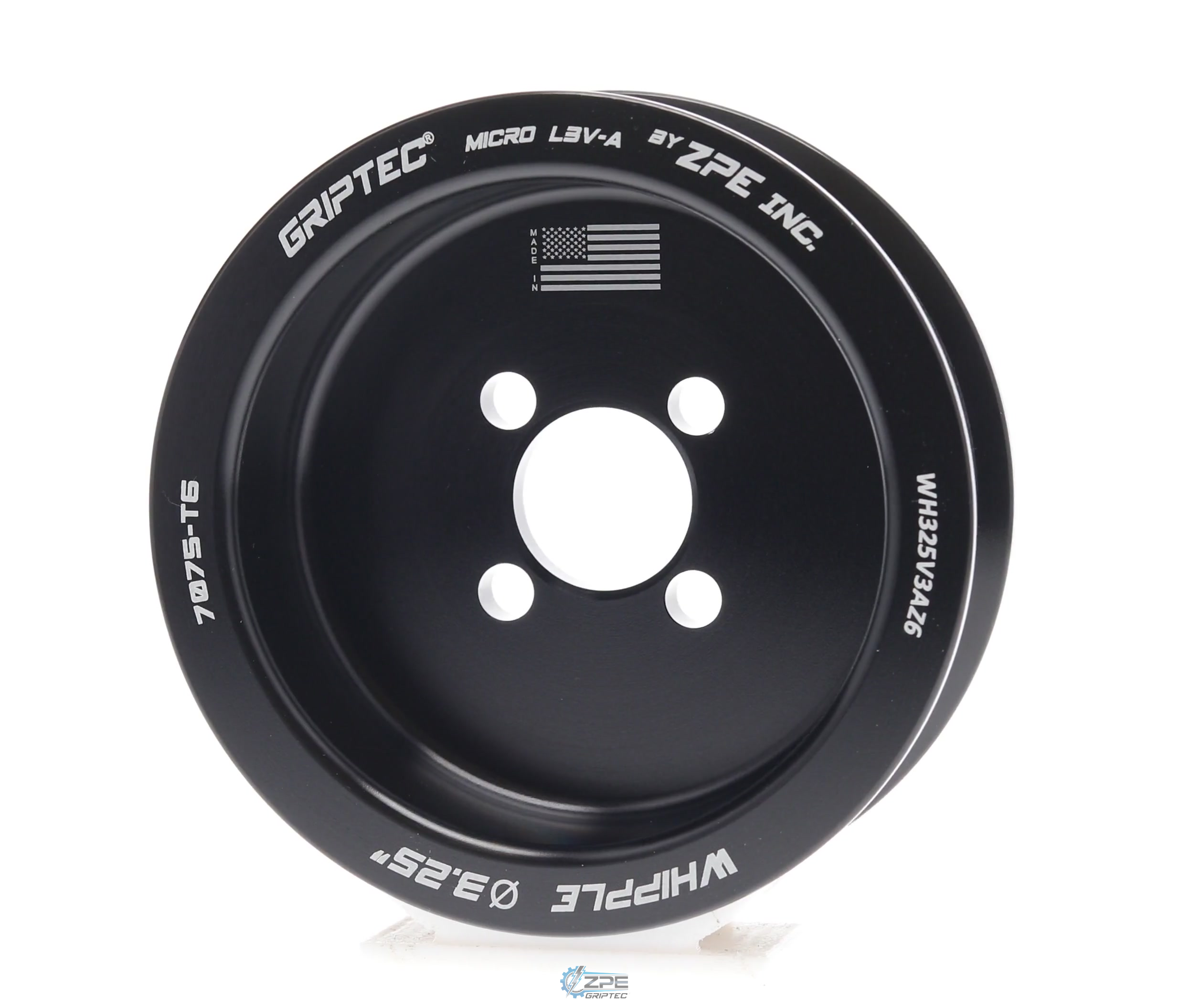 3.25" 6 Rib ZPE GripTec® Whipple Standard L3V-A Black Pulley