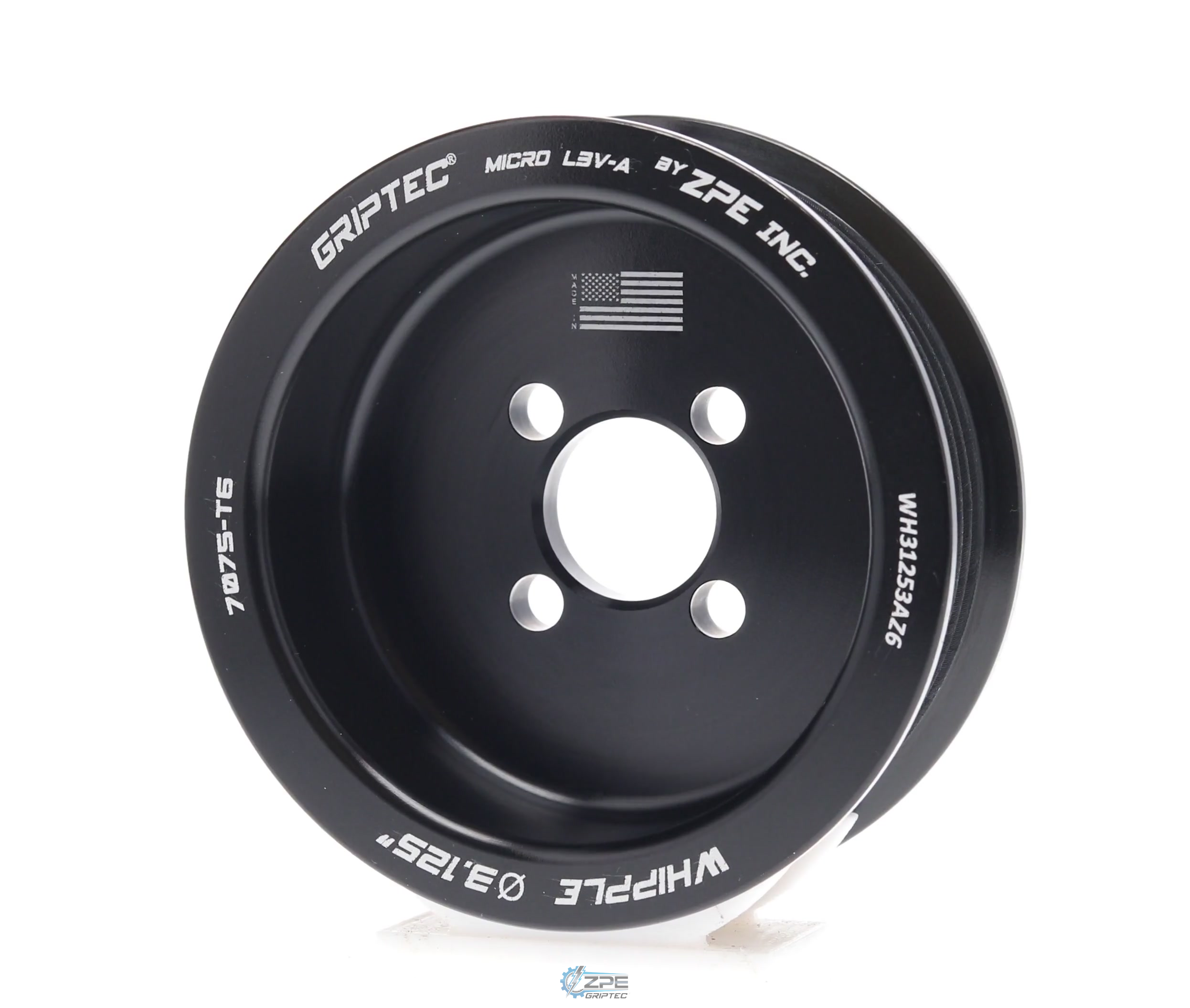 3.125" 6 Rib ZPE GripTec® Whipple Standard L3V-A Black Pulley