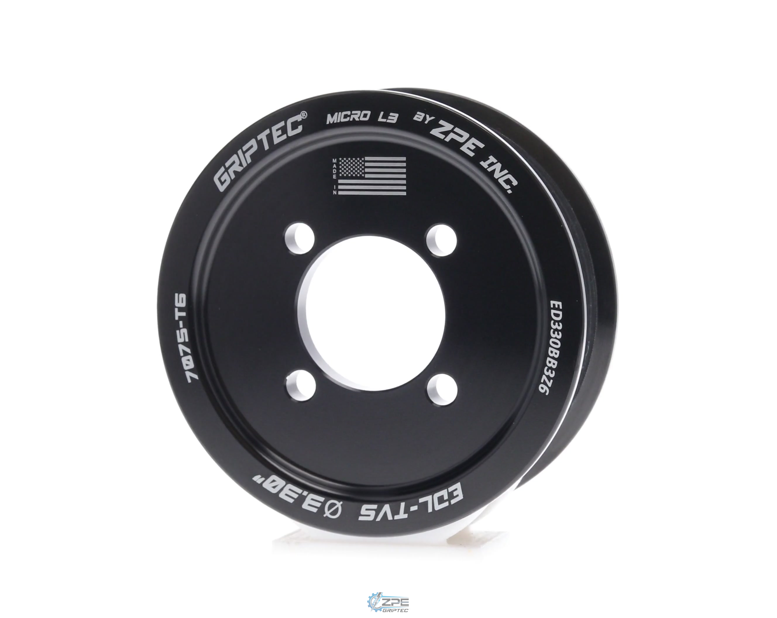 3.30" 6 Rib ZPE GripTec® 2pc Edelbrock TVS L3 Black Pulley Only