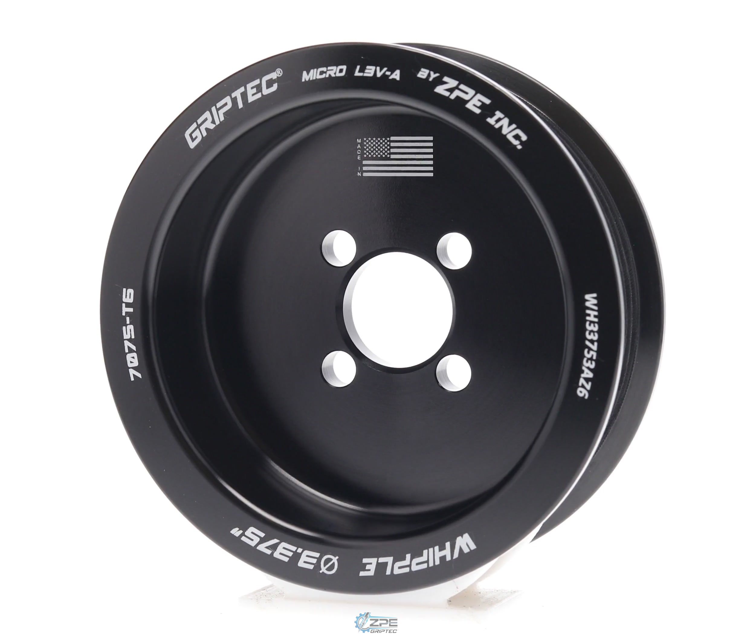 3.375" 6 Rib ZPE GripTec® Whipple Standard L3V-A Black Pulley