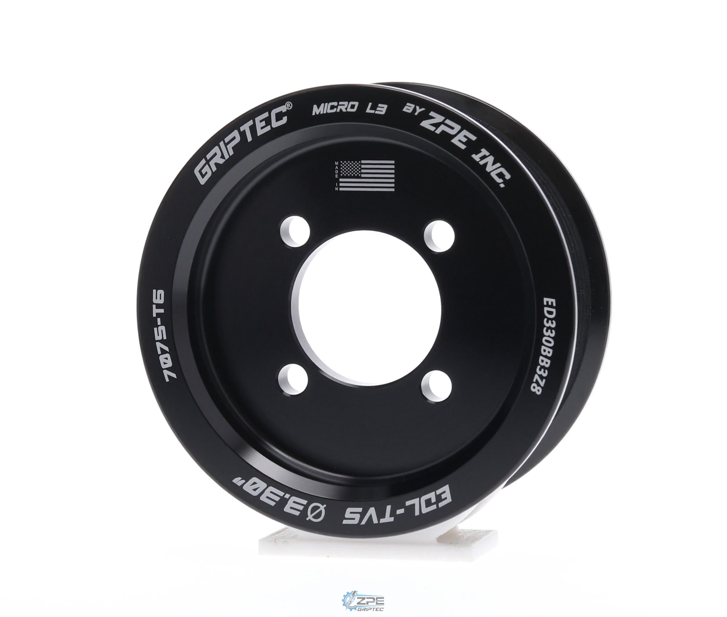 3.30" 8 Rib ZPE GripTec® 2pc Edelbrock TVS L3 Black Pulley Only