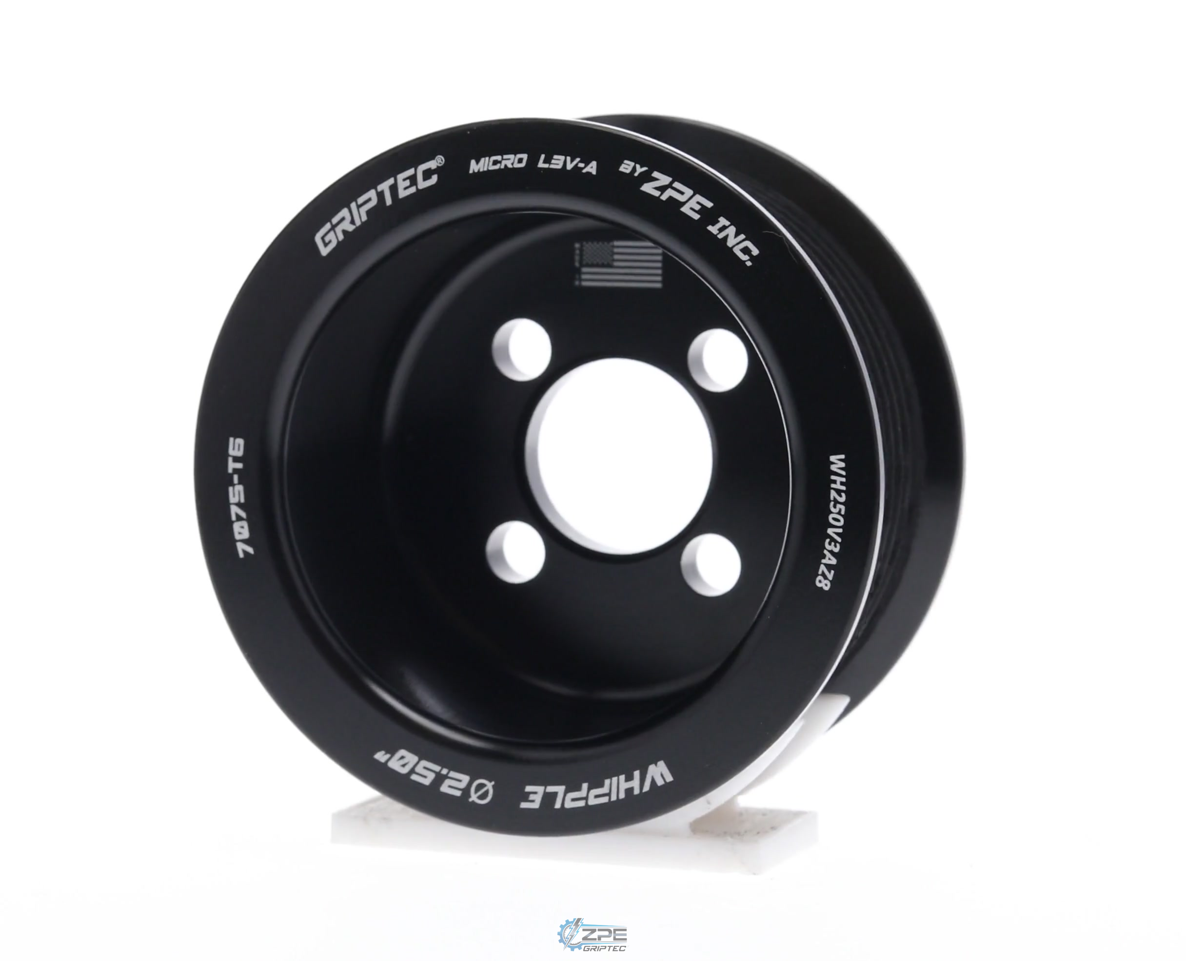 2.50" 8 Rib ZPE GripTec® Whipple Standard L3V-A Black Pulley