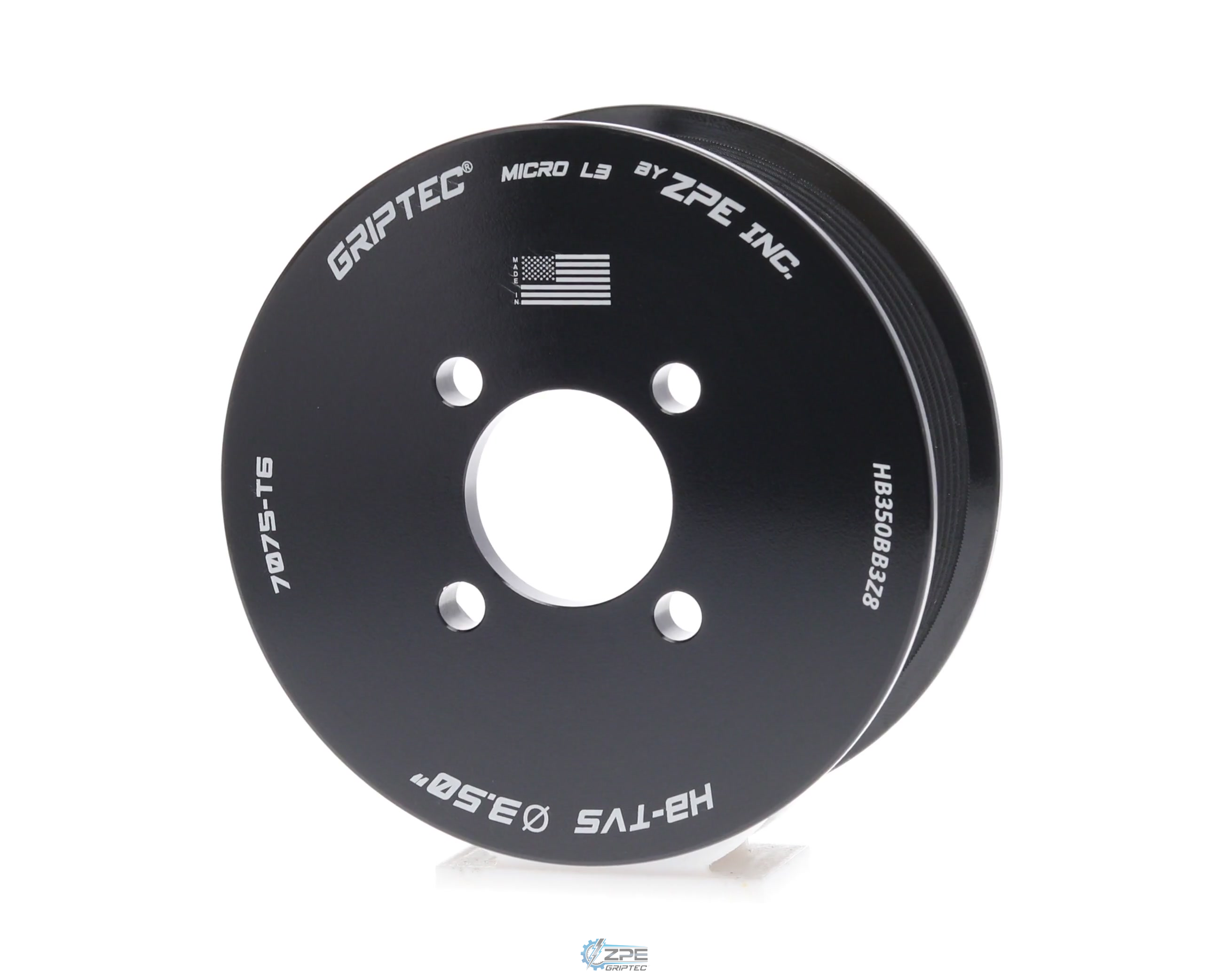 3.50" 8 Rib ZPE GripTec® 2pc Magnuson Heartbeat TVS L3 Black Pulley Only