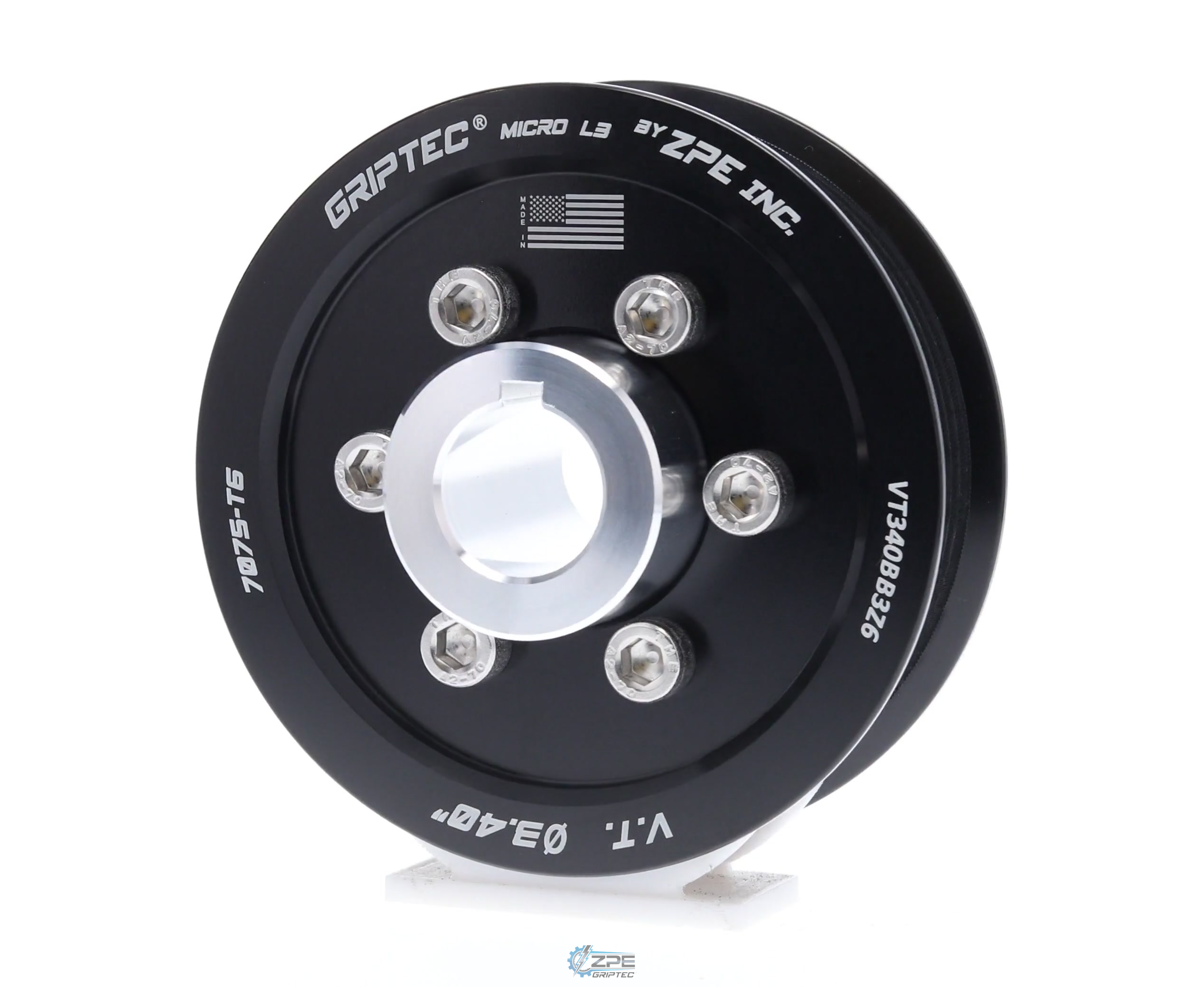 3.40" 6 Rib ZPE GripTec® 2pc Vortech YSi/JT/V3 L3 Black Pulley & Hub Kit
