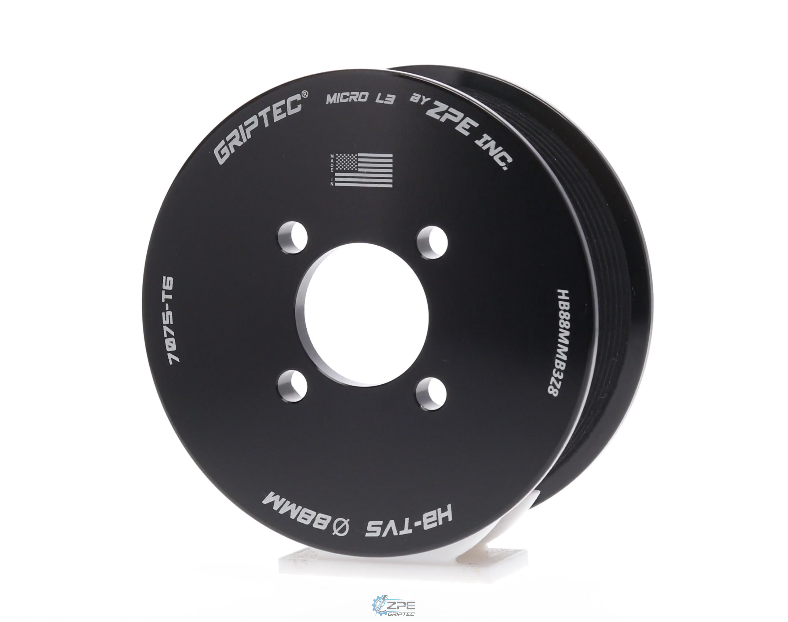 88mm 8 Rib ZPE GripTec® 2pc Magnuson Heartbeat TVS L3 Black Pulley Only