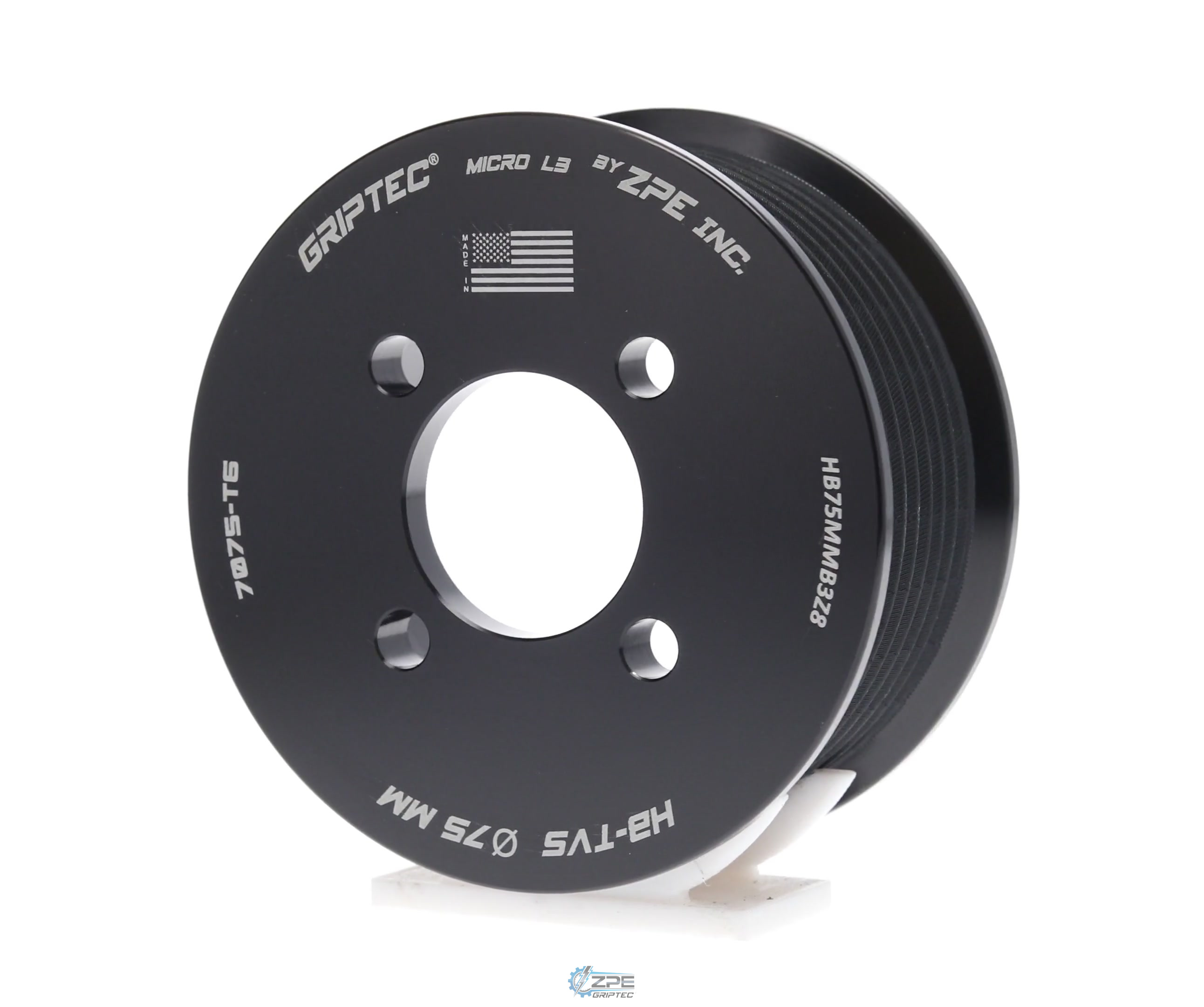 75mm 8 Rib ZPE GripTec® 2pc Magnuson Heartbeat TVS L3 Black Pulley Only