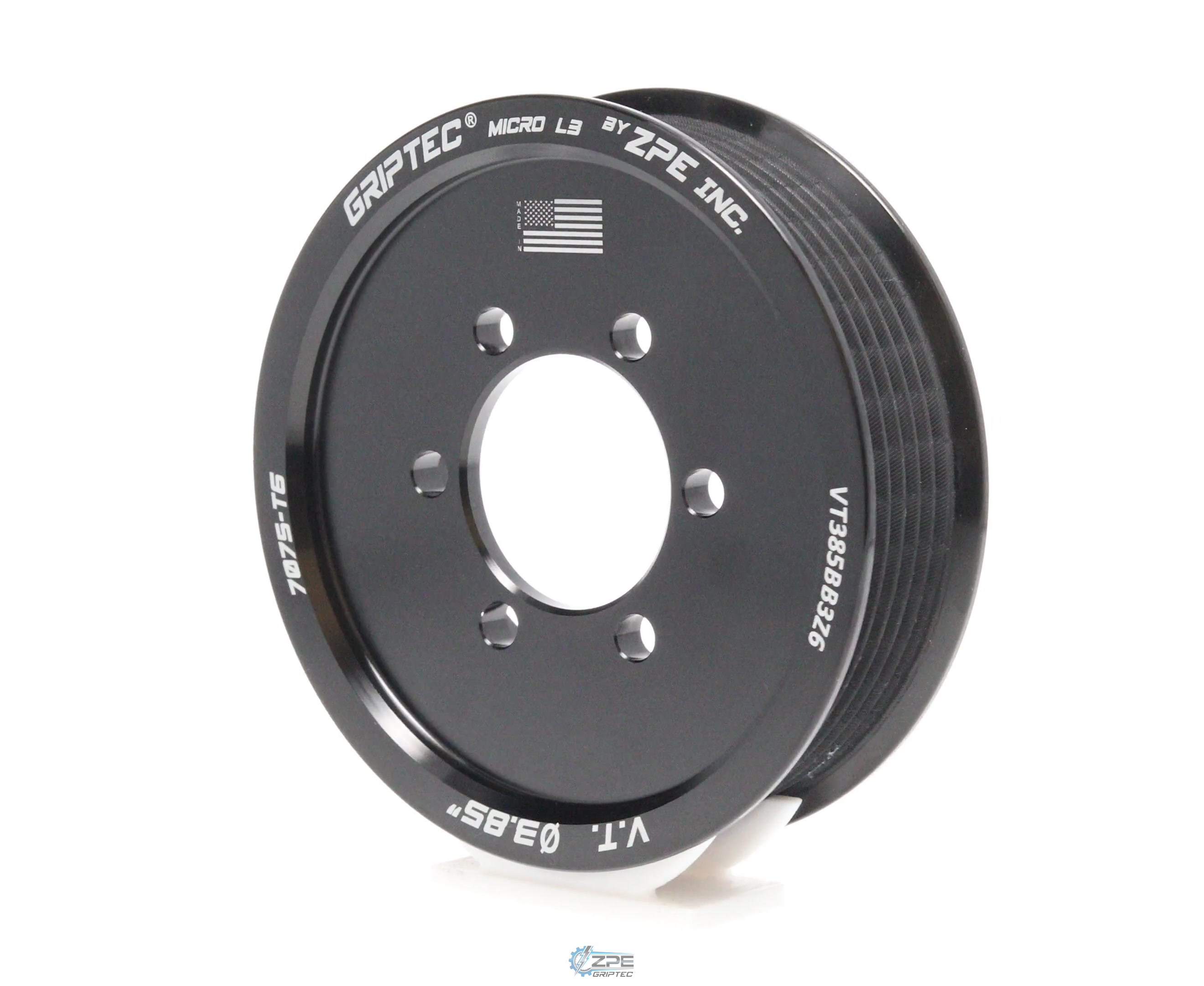 3.85" 6 Rib ZPE GripTec® 2pc Vortech YSi/JT/V3 L3 Black Pulley Only