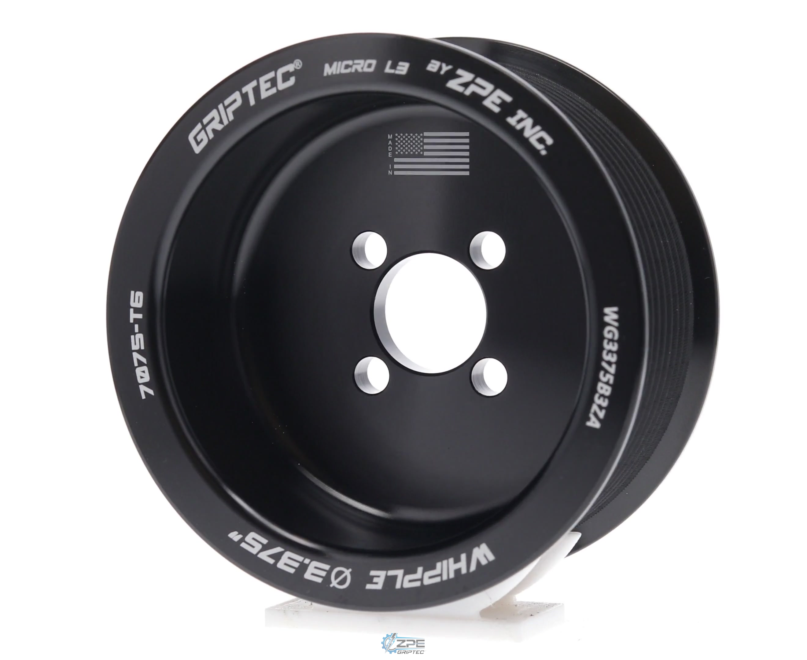 3.375" 10 Rib ZPE GripTec® Whipple GT500 L3 Black Pulley