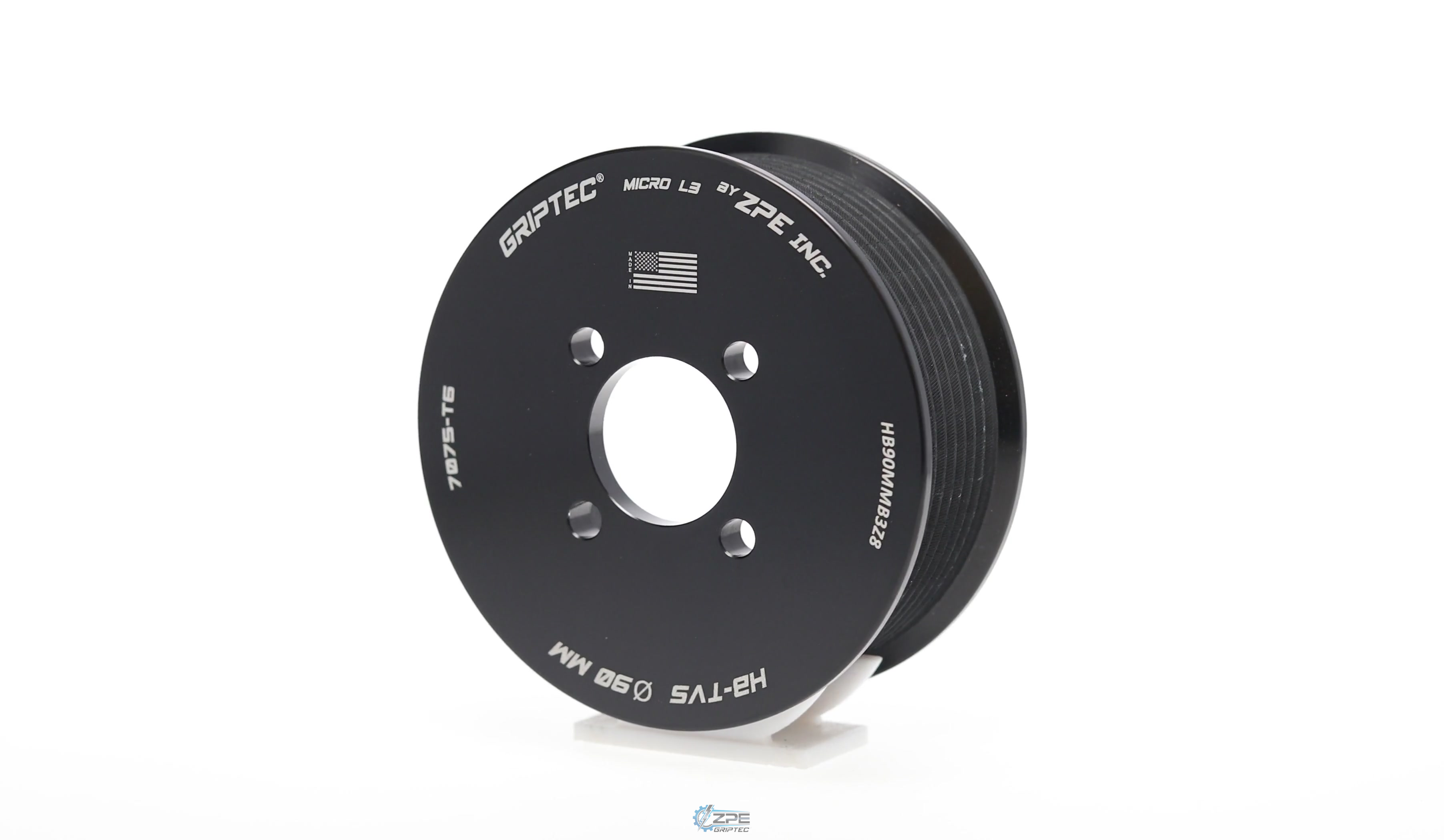 90mm 8 Rib ZPE GripTec® 2pc Magnuson Heartbeat TVS L3 Black Pulley Only
