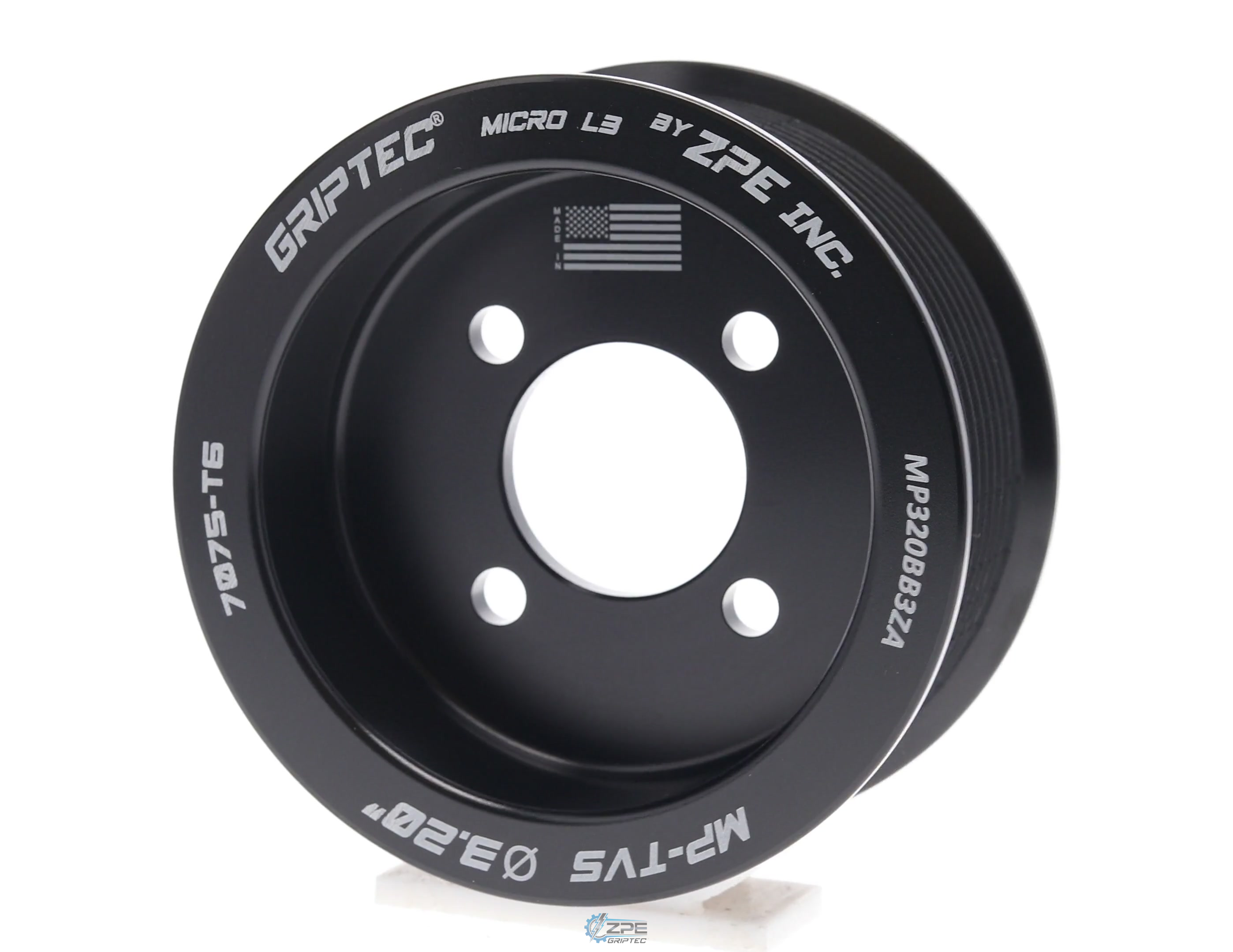 3.20" 10 Rib ZPE GripTec® 2pc Magnuson TVS L3 Black Pulley Only