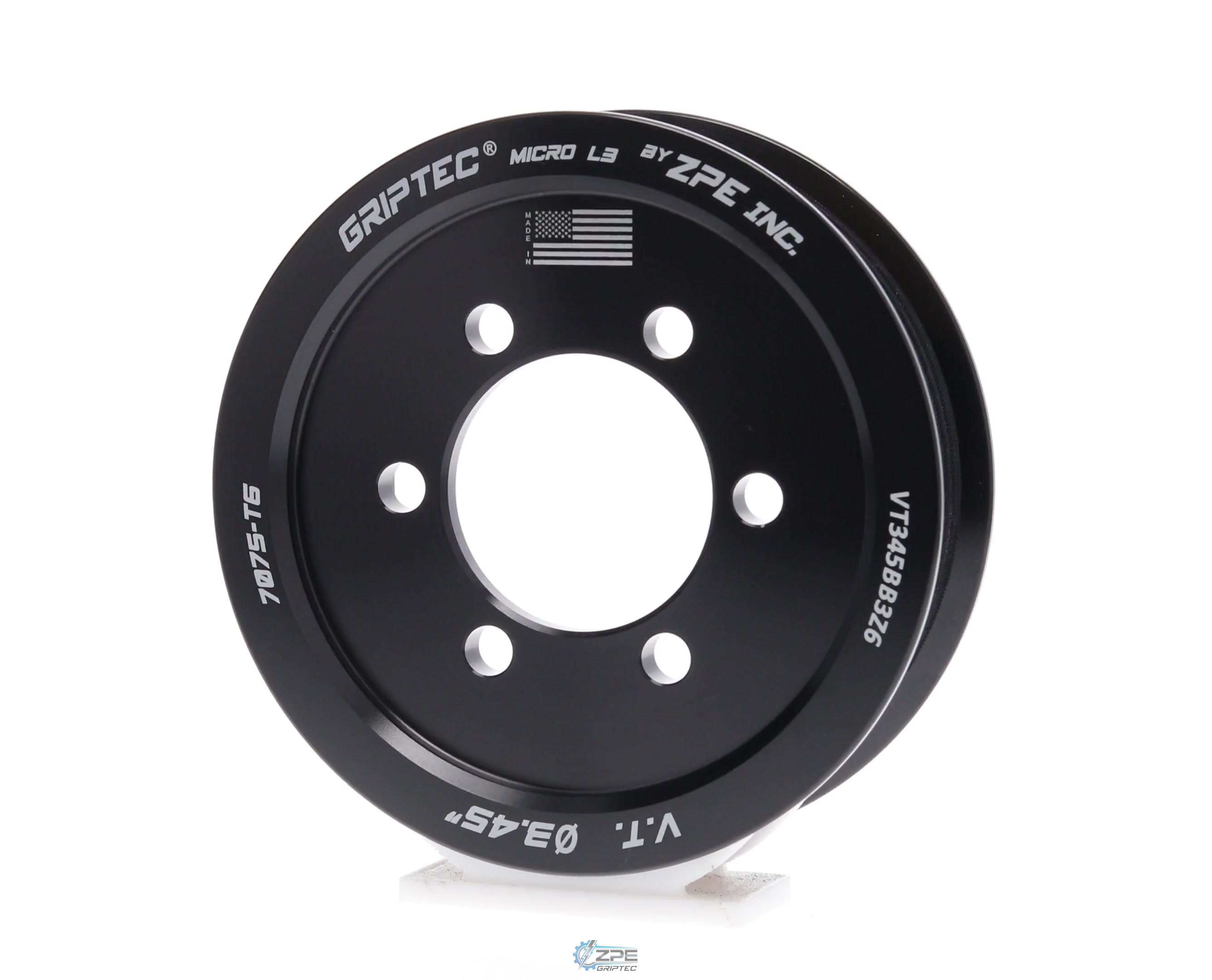 3.45" 6 Rib ZPE GripTec® 2pc Vortech YSi/JT/V3 L3 Black Pulley Only