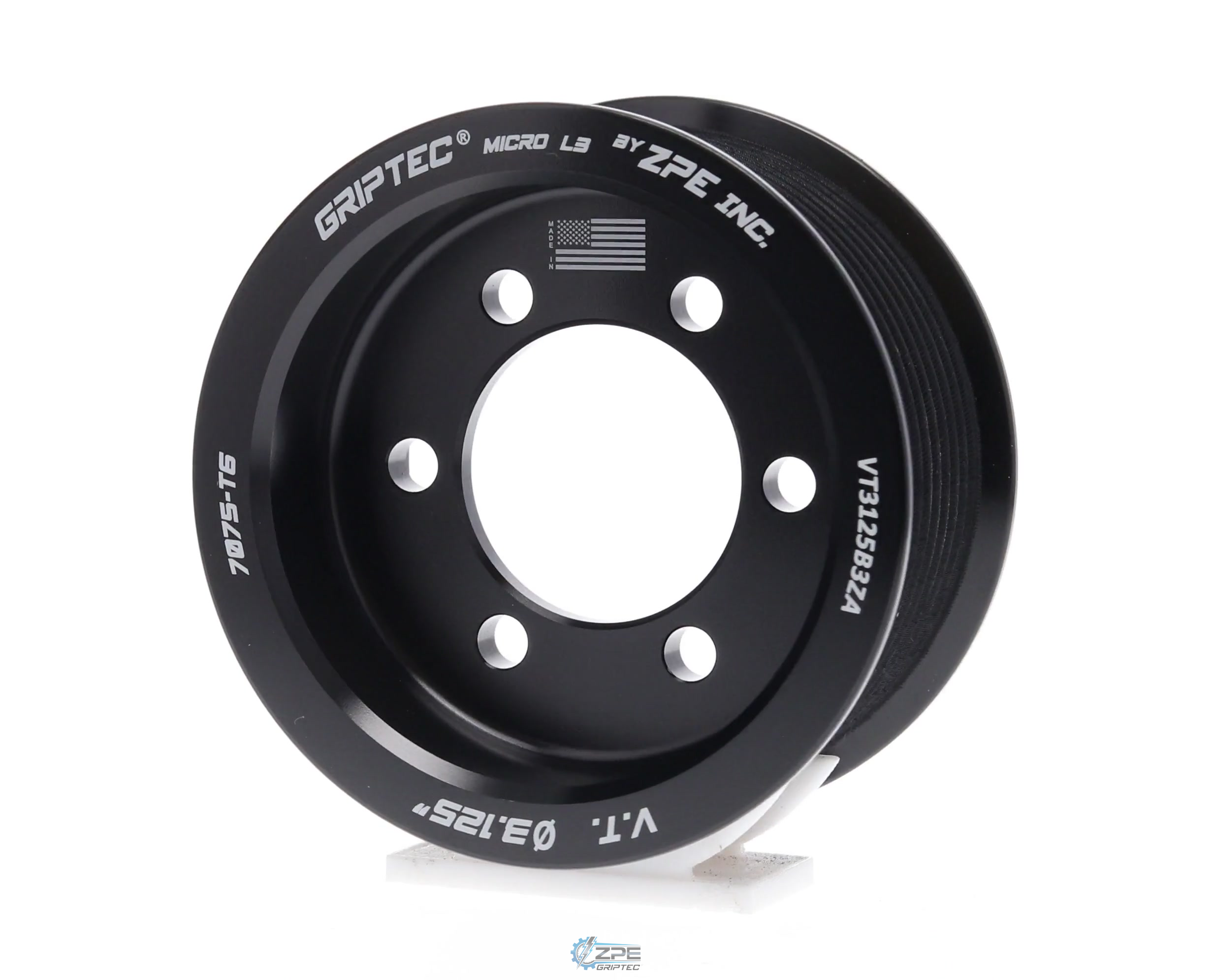 3.125" 10 Rib ZPE GripTec® 2pc Vortech YSi/JT/V3 L3 Black Pulley Only