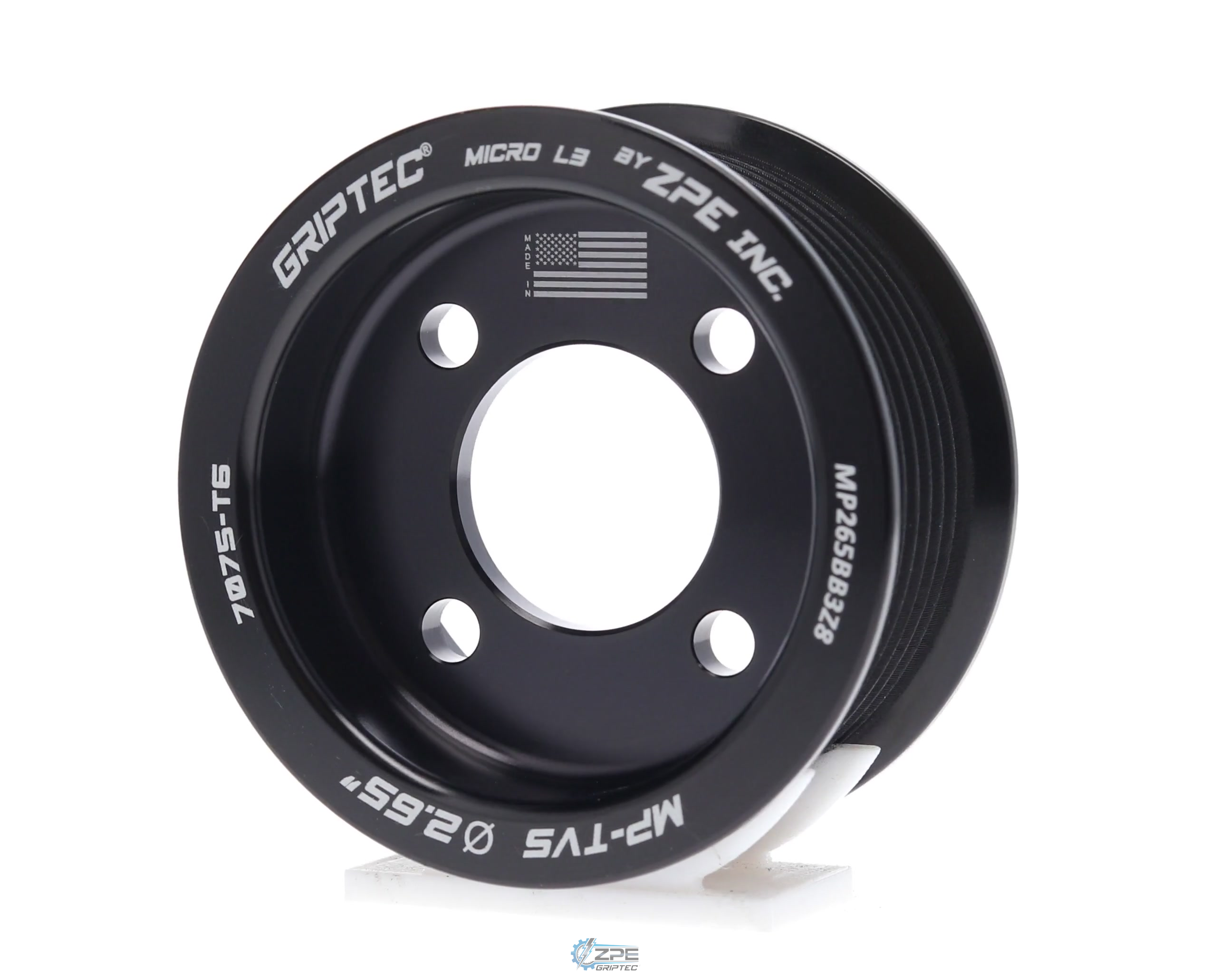 2.65" 8 Rib ZPE GripTec® 2pc Magnuson TVS L3 Black Pulley Only