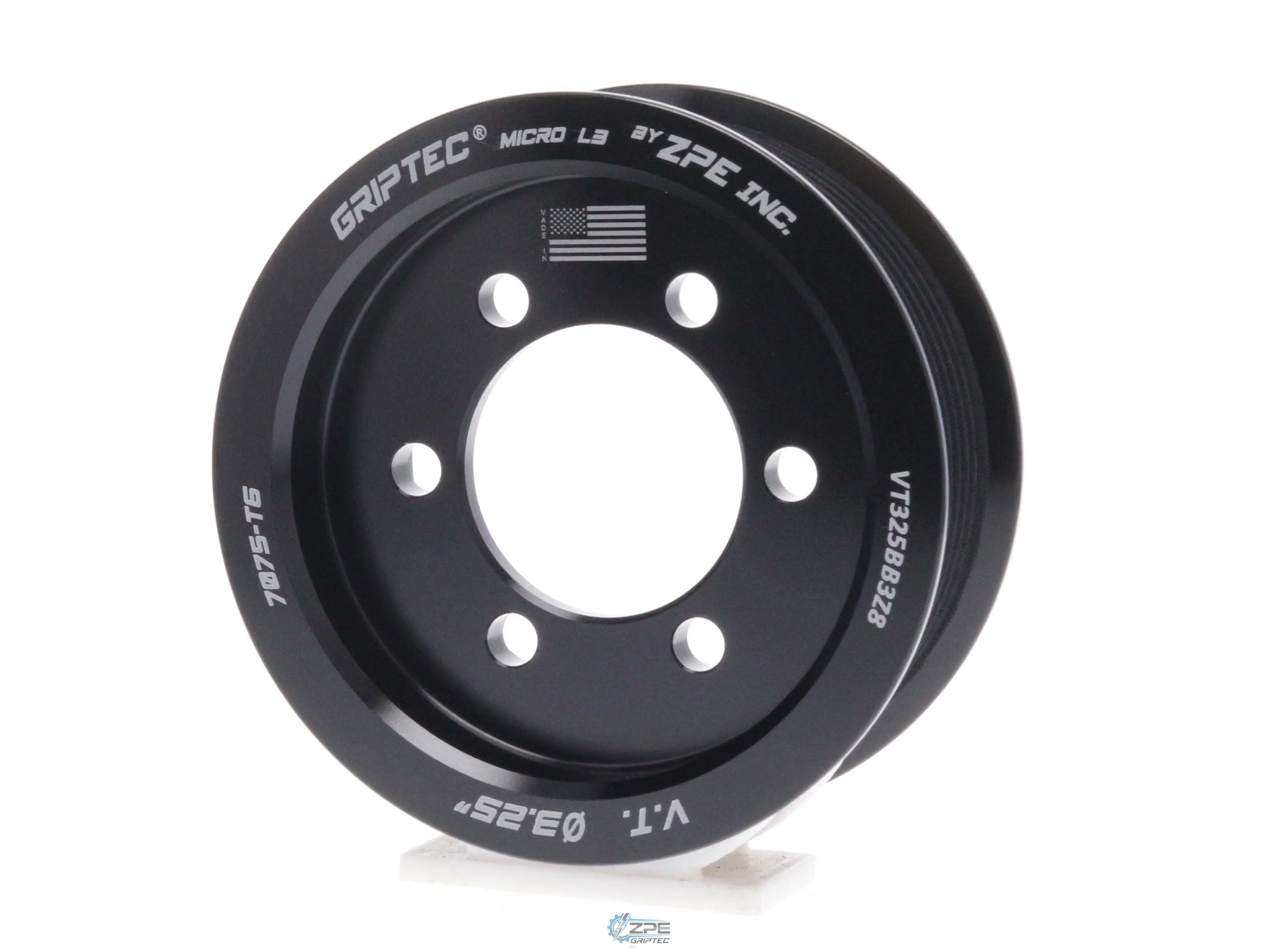 3.25" 8 Rib ZPE GripTec® 2pc Vortech YSi/JT/V3 L3 Black Pulley Only