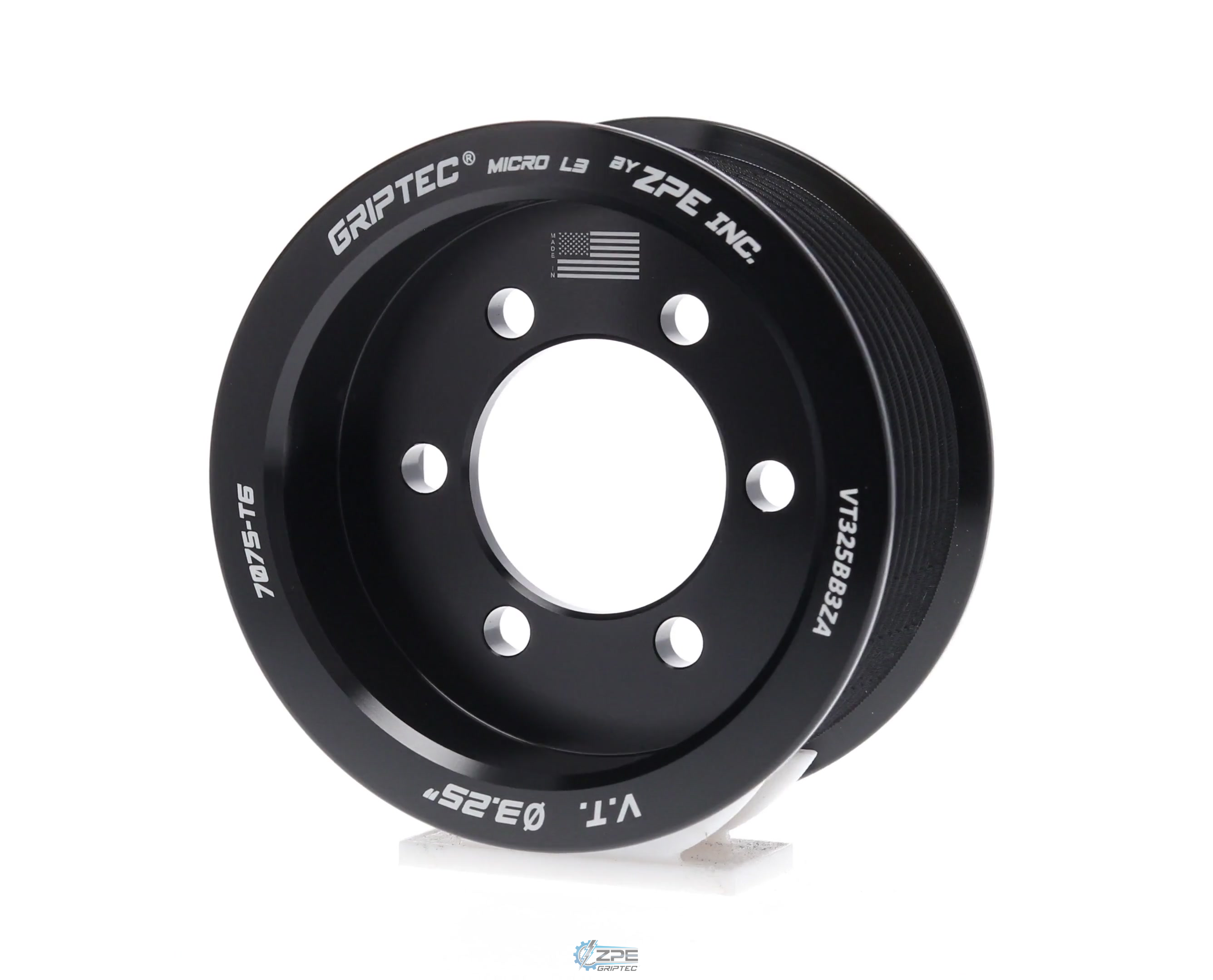 3.25" 10 Rib ZPE GripTec® 2pc Vortech YSi/JT/V3 L3 Black Pulley Only