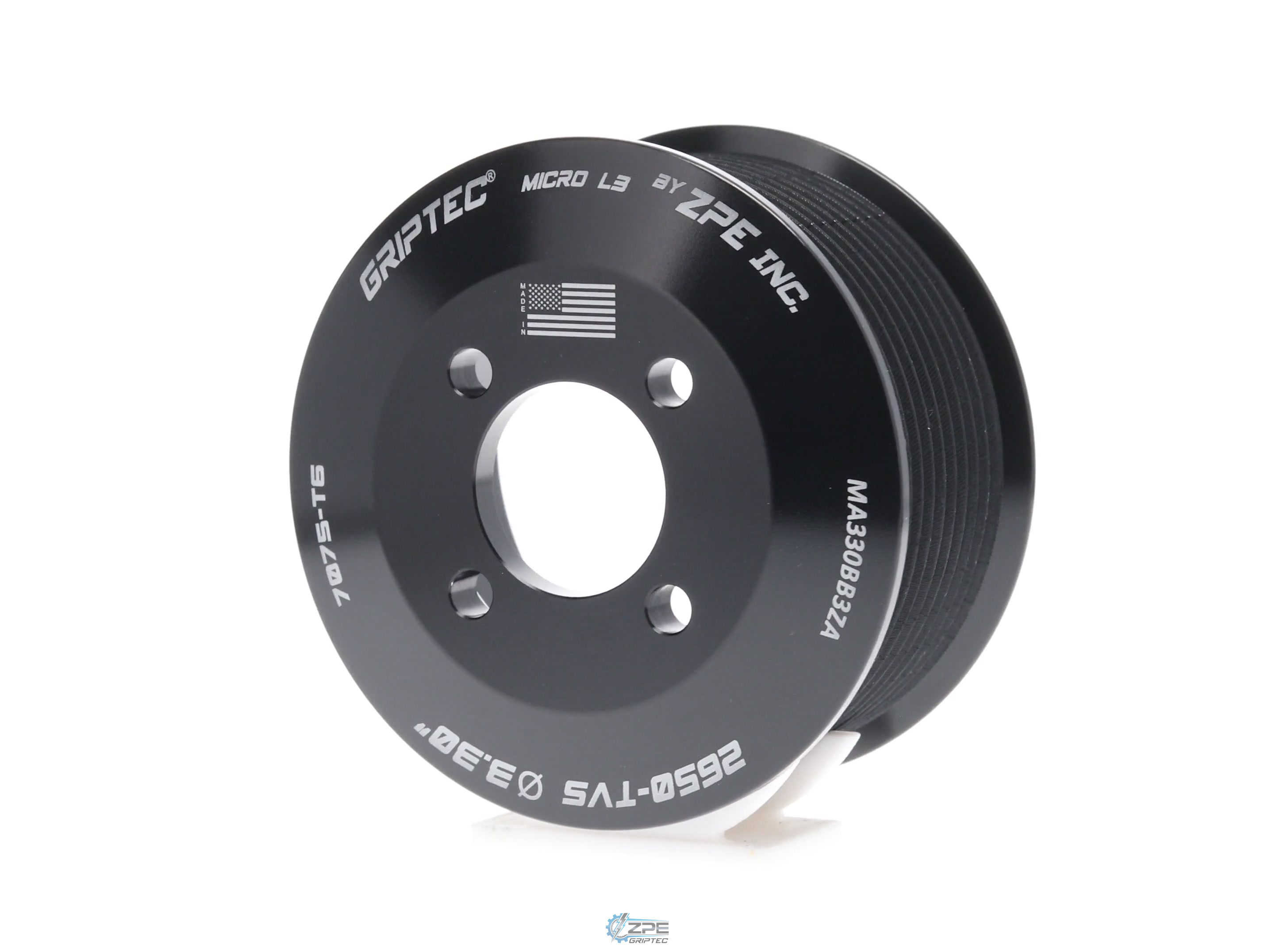 3.30" 10 Rib ZPE GripTec® 2pc Magnuson LSA/LT4 2650 TVS L3 Black Pulley Only