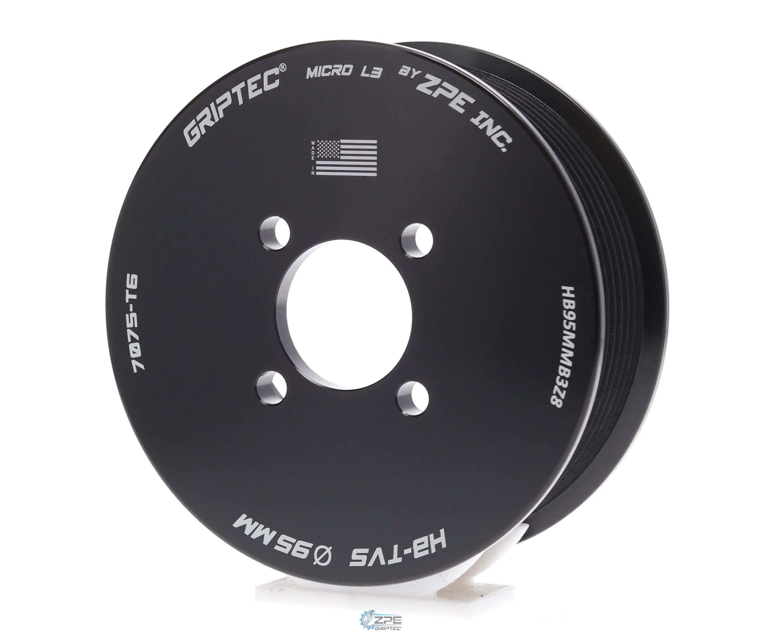 95mm 8 Rib ZPE GripTec® 2pc Magnuson Heartbeat TVS L3 Black Pulley Only
