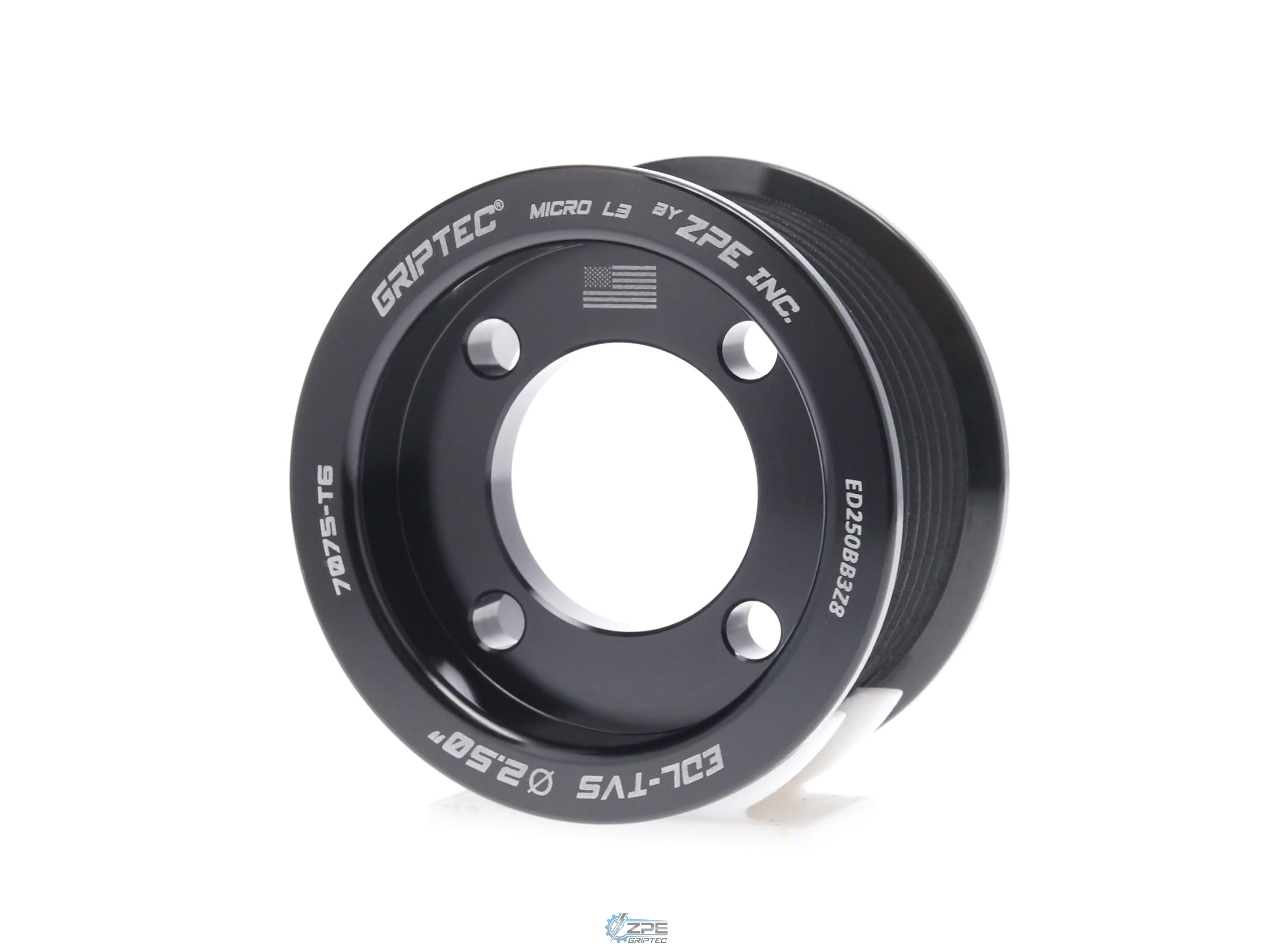 2.50" 8 Rib ZPE GripTec® 2pc Edelbrock TVS L3 Black Pulley Only