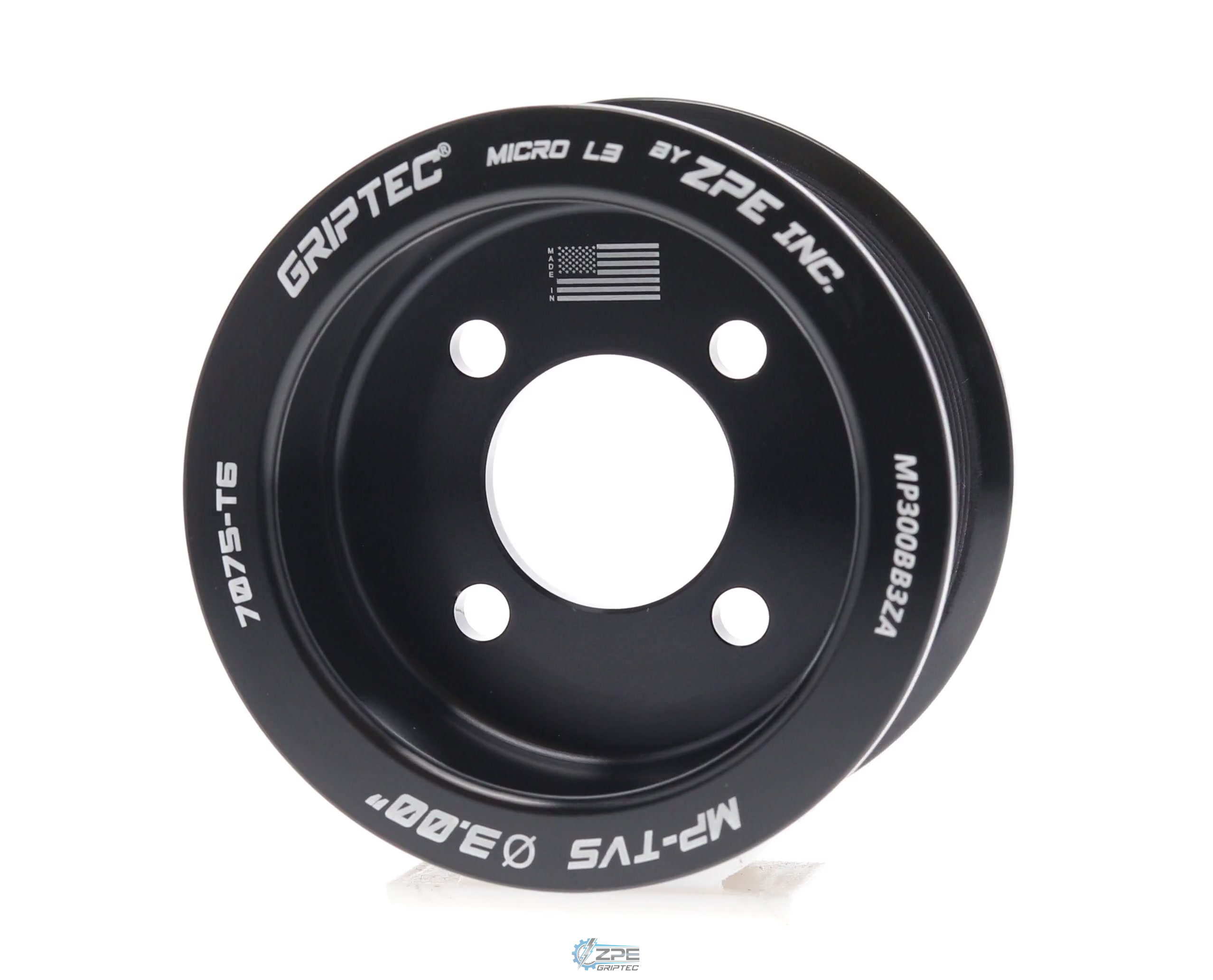 3.00" 10 Rib ZPE GripTec® 2pc Magnuson TVS L3 Black Pulley Only