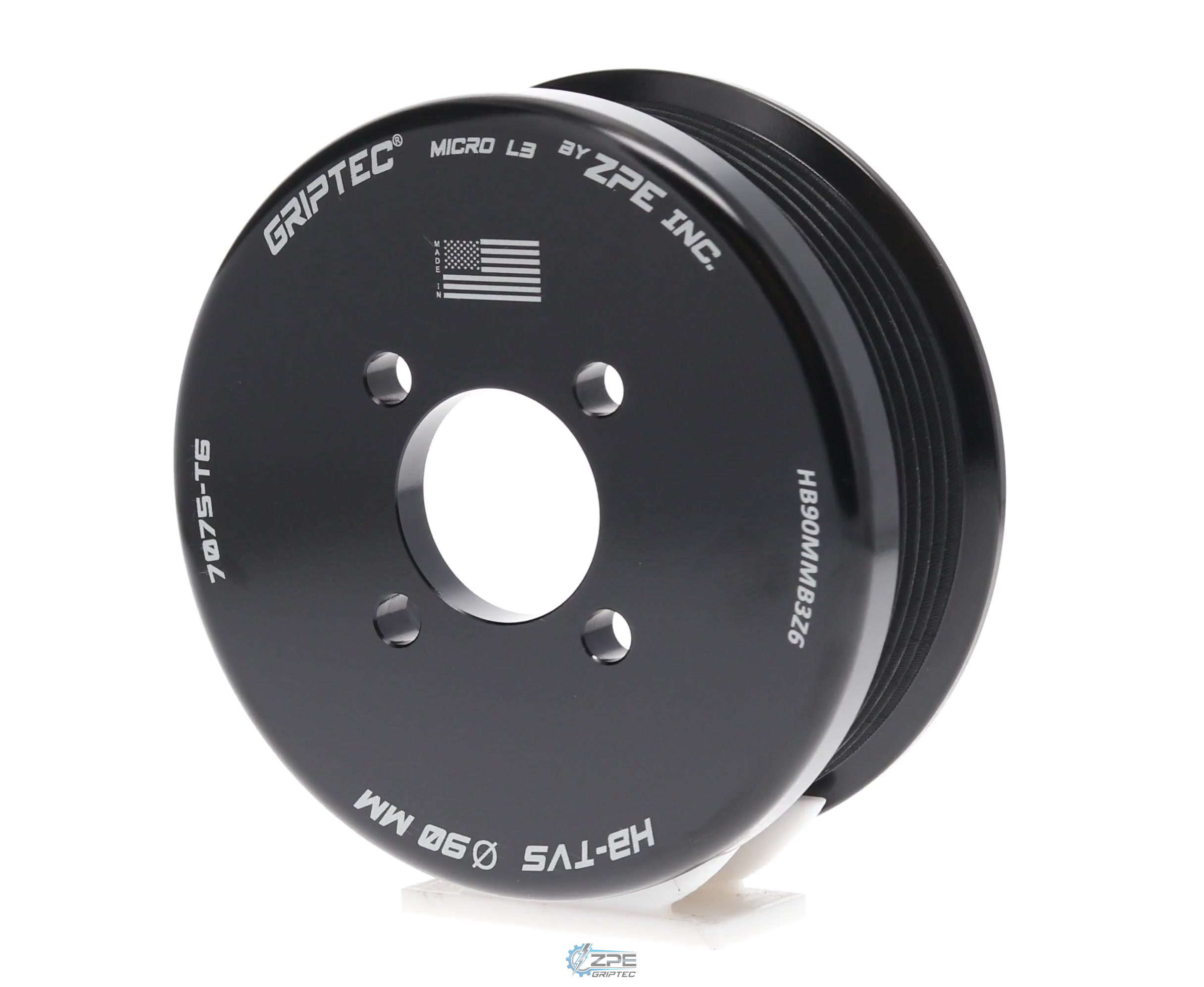 90mm 6 Rib ZPE GripTec® 2pc Magnuson Heartbeat TVS L3 Black Pulley Only