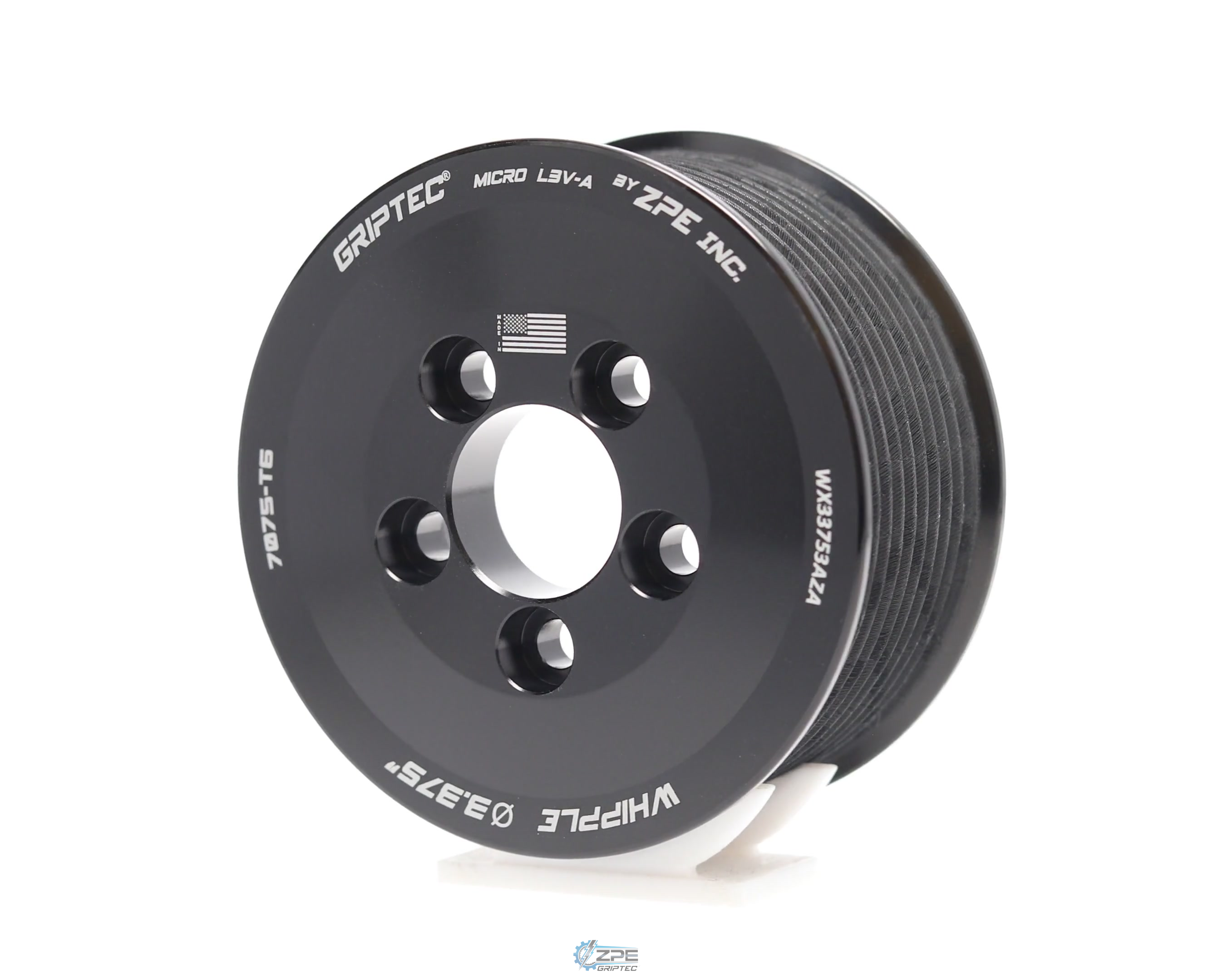 3.375" 10 Rib ZPE GripTec® Whipple 5 Bolt L3V-A Black Pulley Only
