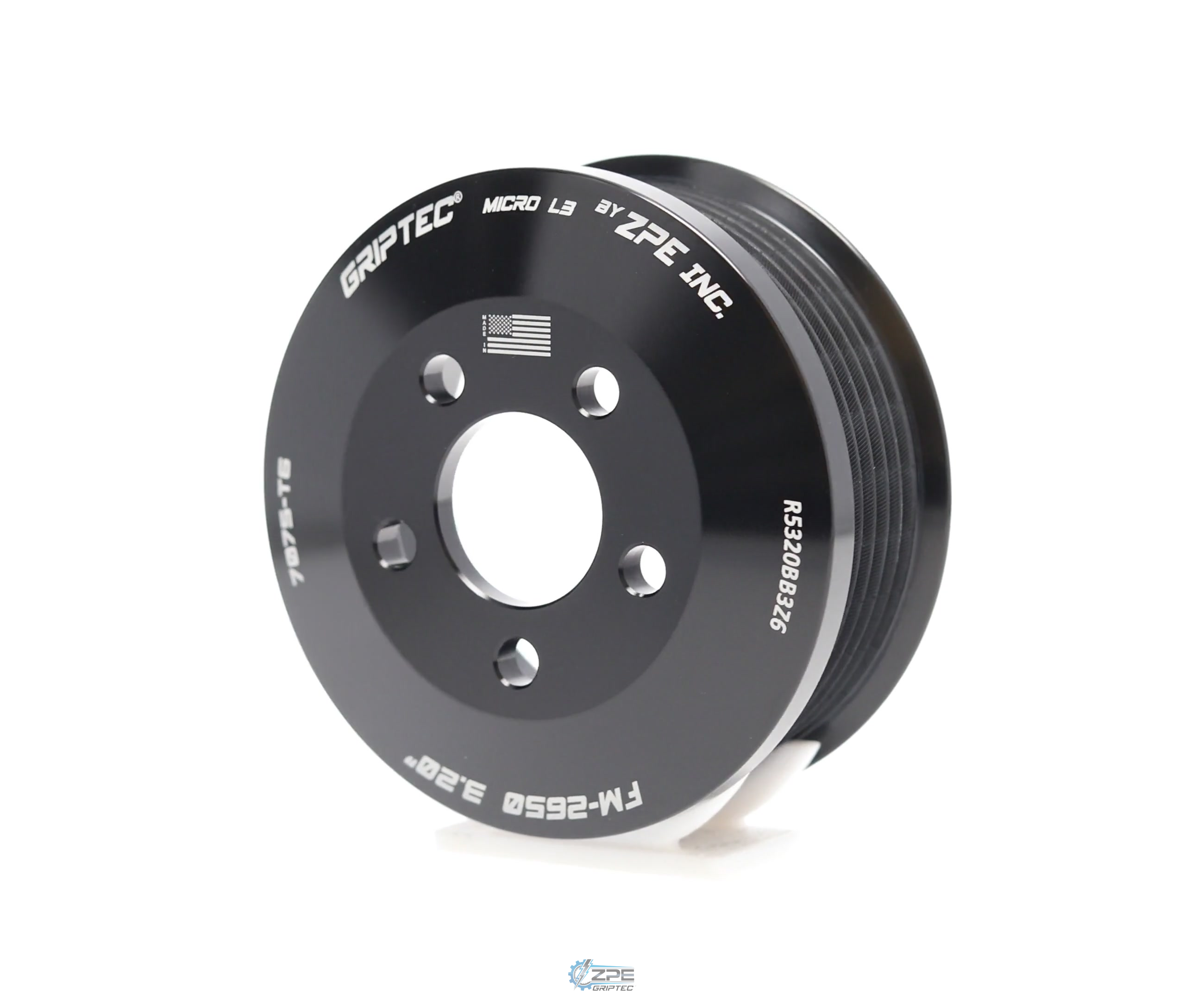 3.20" 6 Rib ZPE GripTec® 2pc FMS Ford-Roush TVS R2650 L3 Black Pulley Only