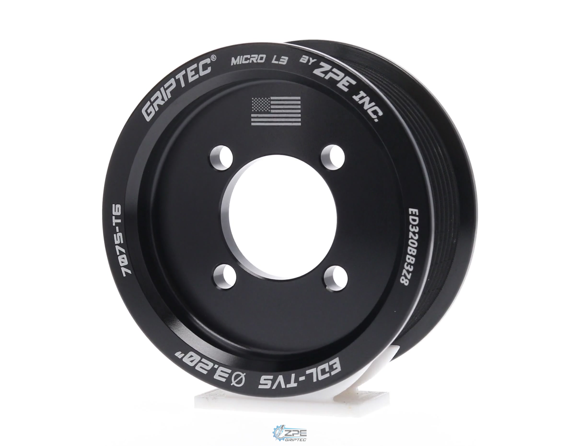 3.20" 8 Rib ZPE GripTec® 2pc Edelbrock TVS L3 Black Pulley Only
