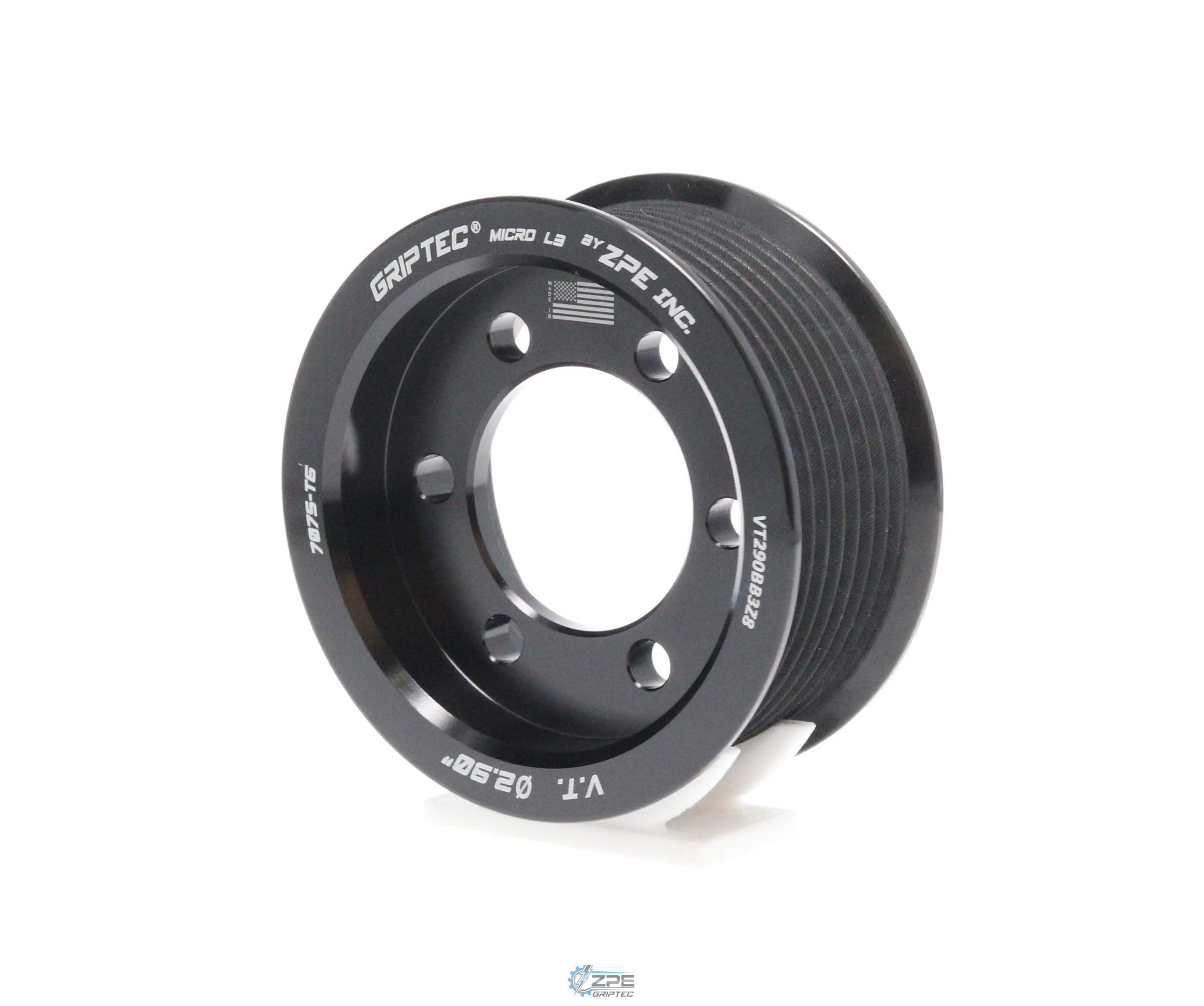 2.90" 8 Rib ZPE GripTec® 2pc Vortech YSi/JT/V3 L3 Black Pulley Only