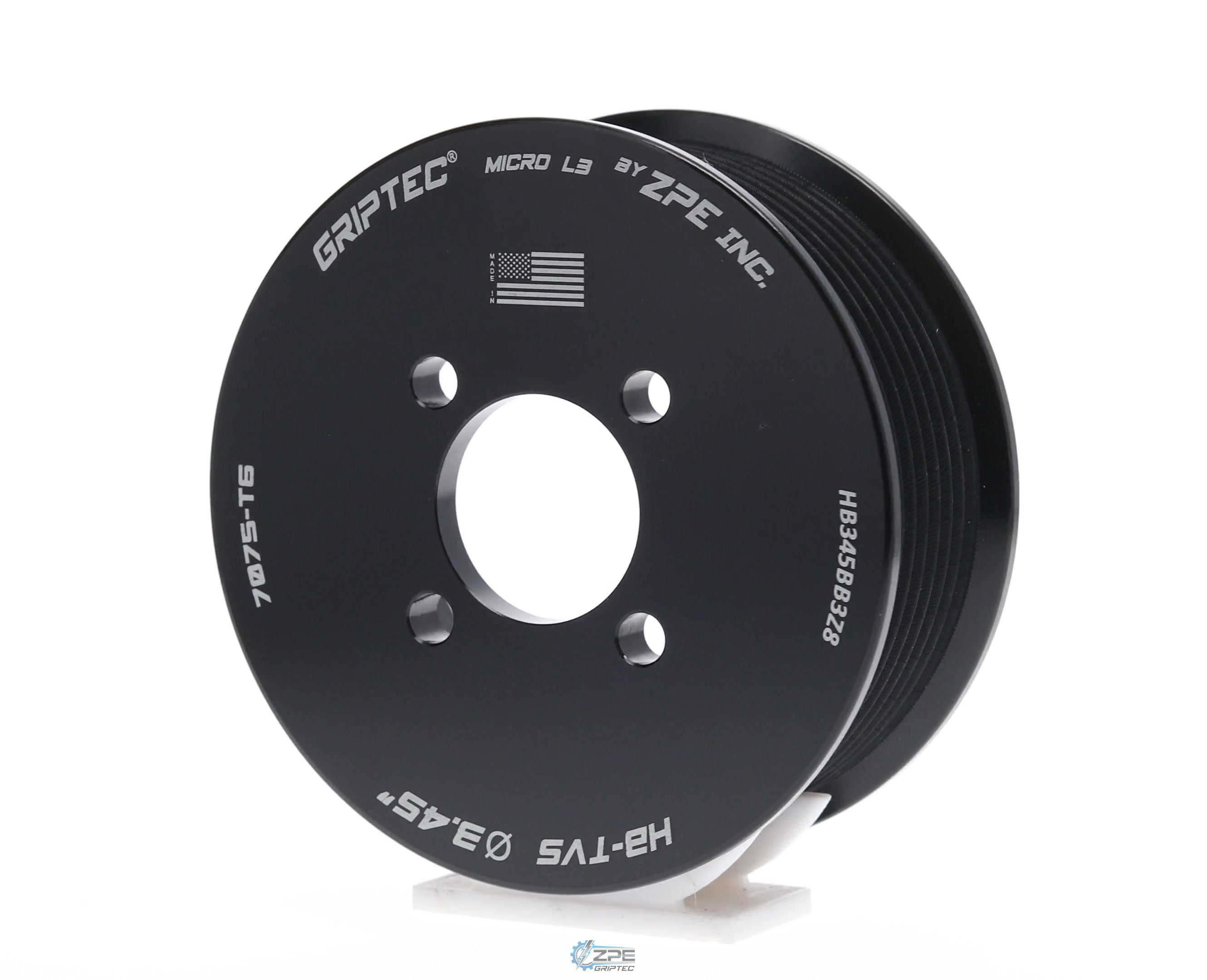 3.45" 8 Rib ZPE GripTec® 2pc Magnuson Heartbeat TVS L3 Black Pulley Only