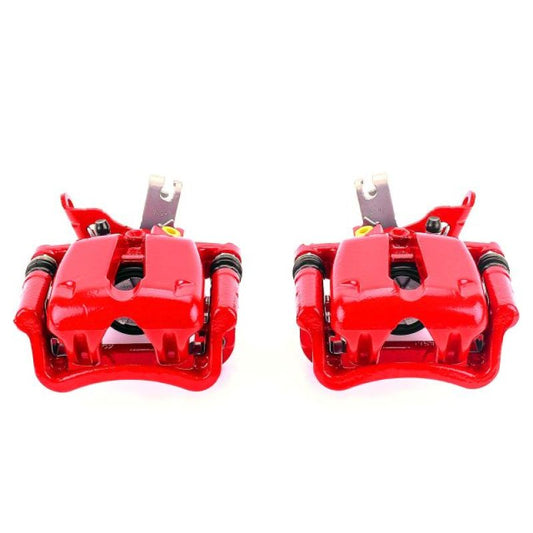 PowerStop rear red brake calipers with brackets for 2014-2015 Chevrolet Malibu, performance brake caliper pair.