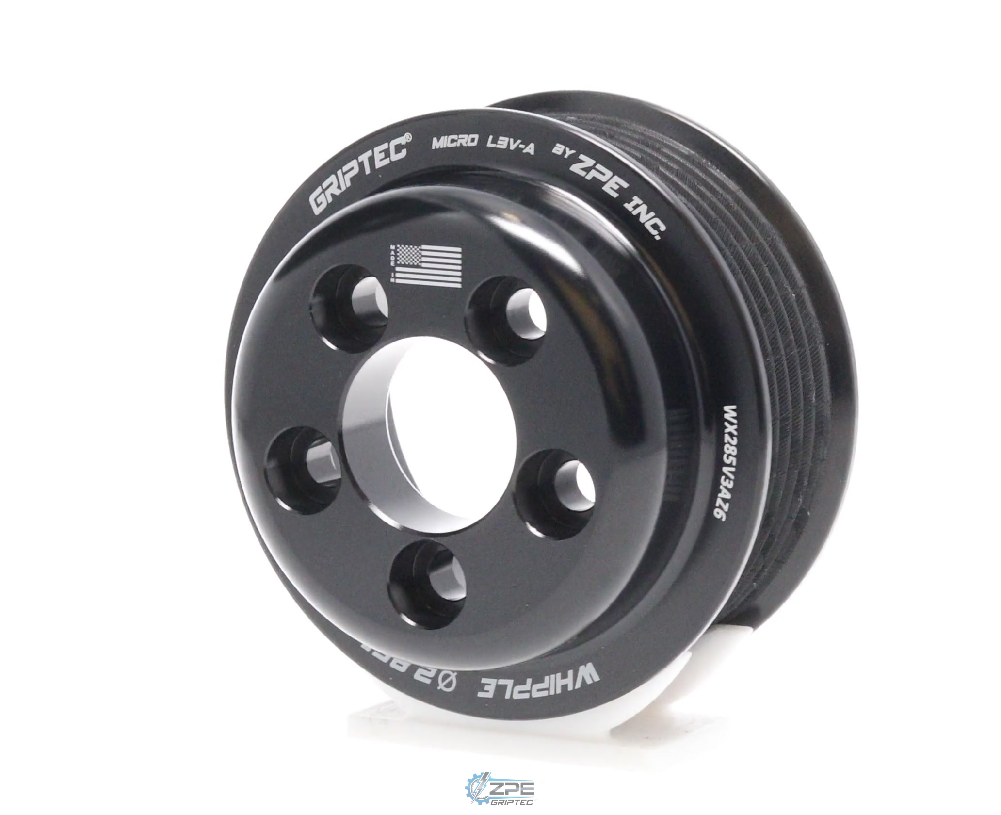 2.85" 6 Rib ZPE GripTec® Whipple 5 Bolt L3V-A Black Pulley Only