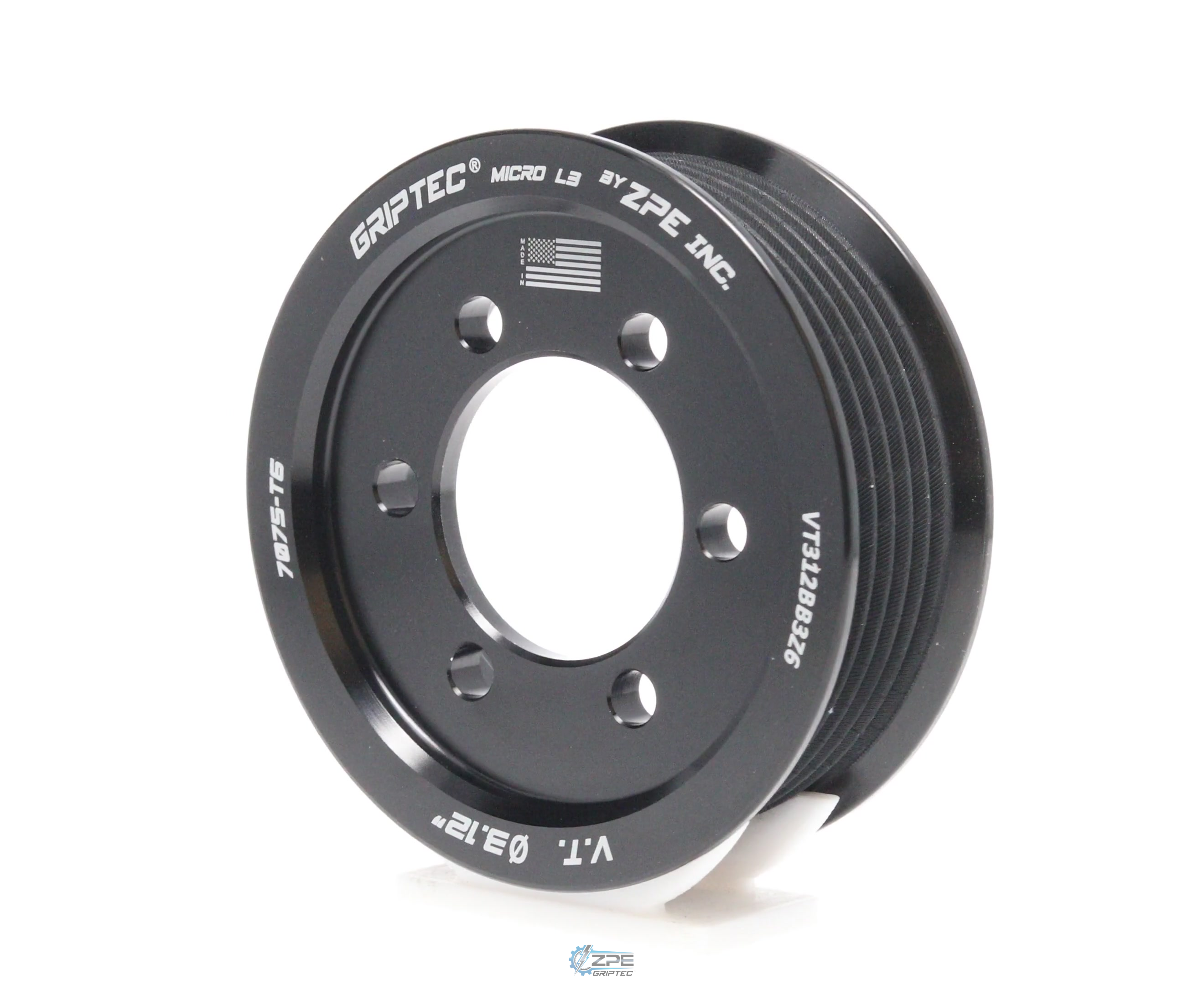 3.12" 6 Rib ZPE GripTec® 2pc Vortech YSi/JT/V3 L3 Black Pulley Only