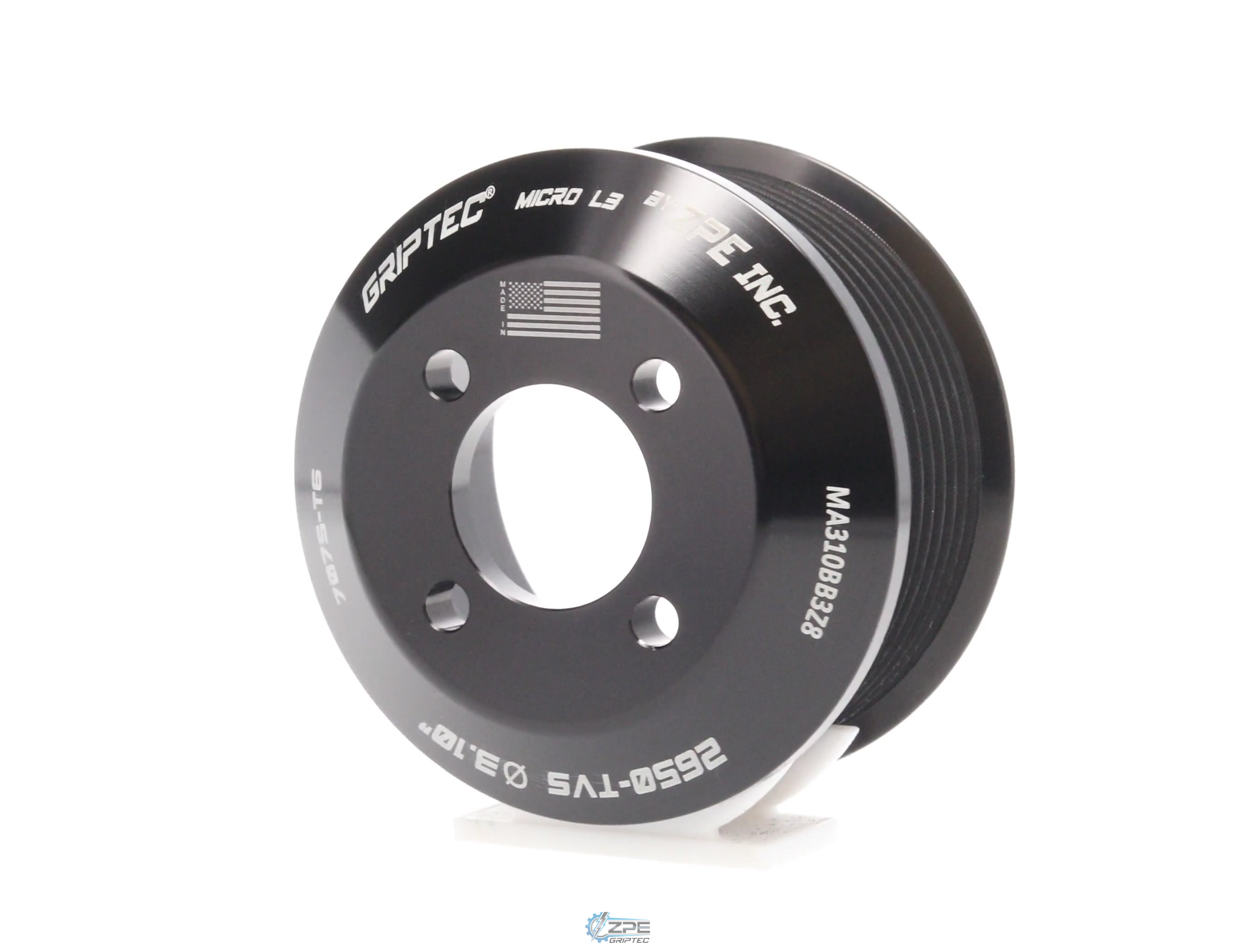 3.10" 8 Rib ZPE GripTec® 2pc Magnuson LSA/LT4 2650 TVS L3 Black Pulley Only