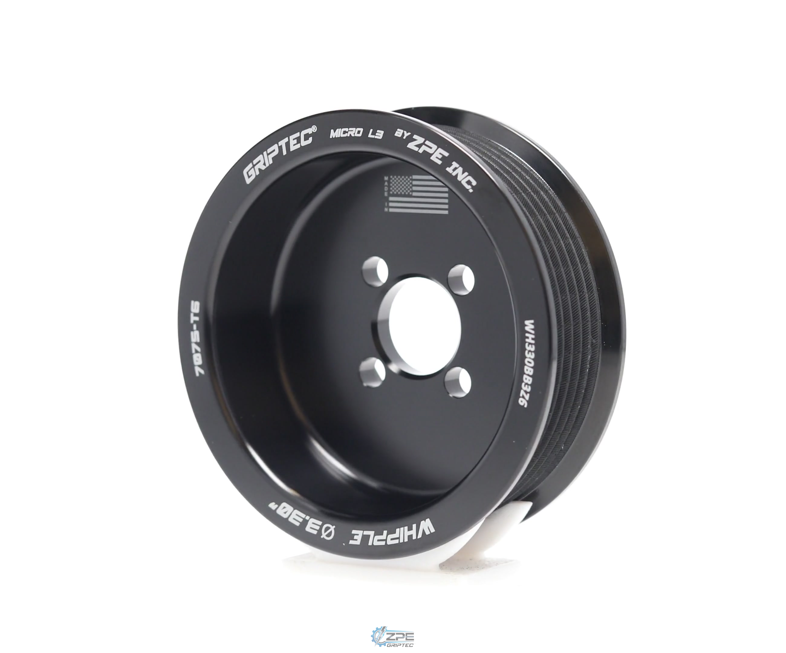 3.30" 6 Rib ZPE GripTec® Whipple Standard L3 Black Pulley