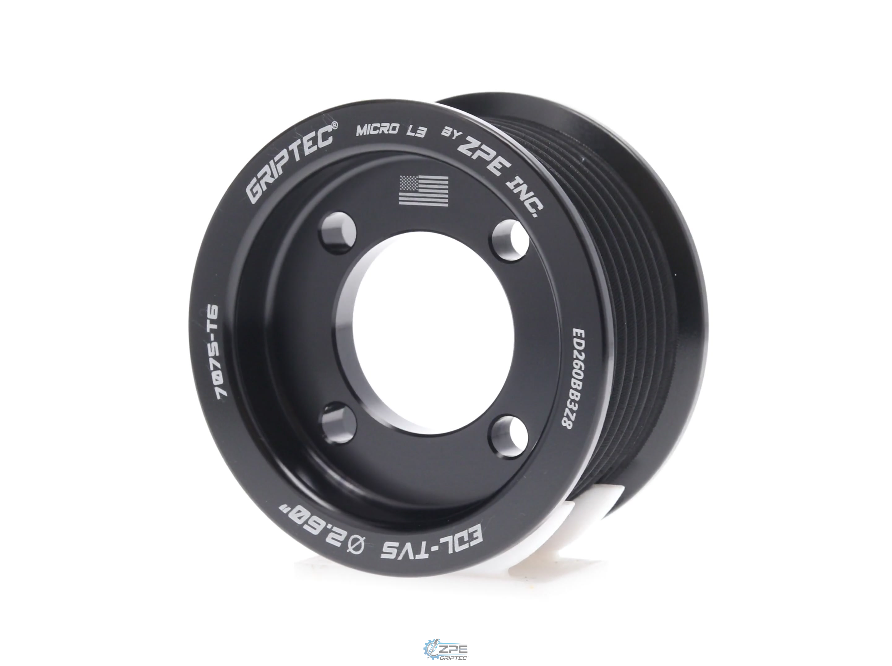 2.60" 8 Rib ZPE GripTec® 2pc Edelbrock TVS L3 Black Pulley Only