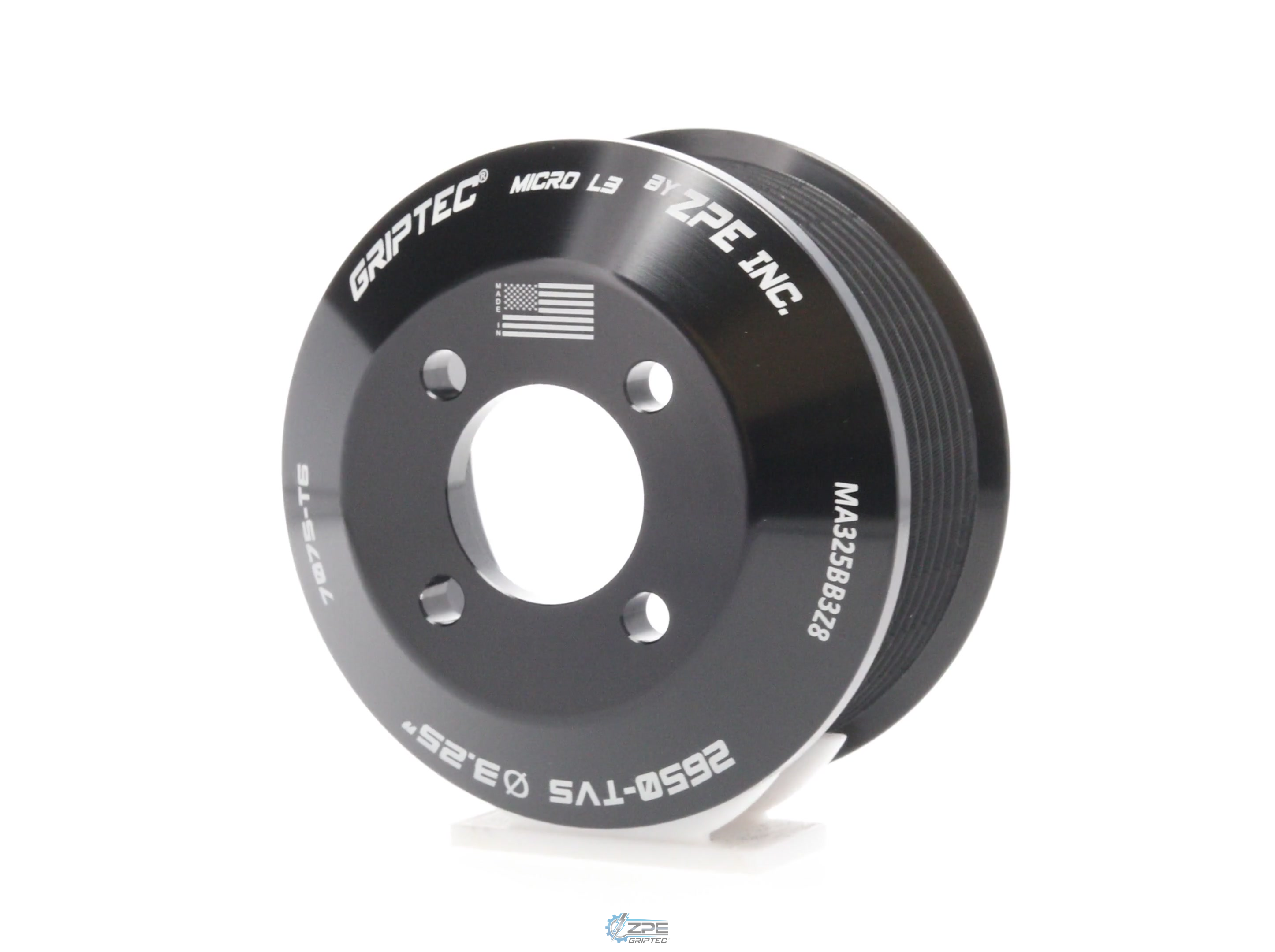 3.25" 8 Rib ZPE GripTec® 2pc Magnuson LSA/LT4 2650 TVS L3 Black Pulley Only
