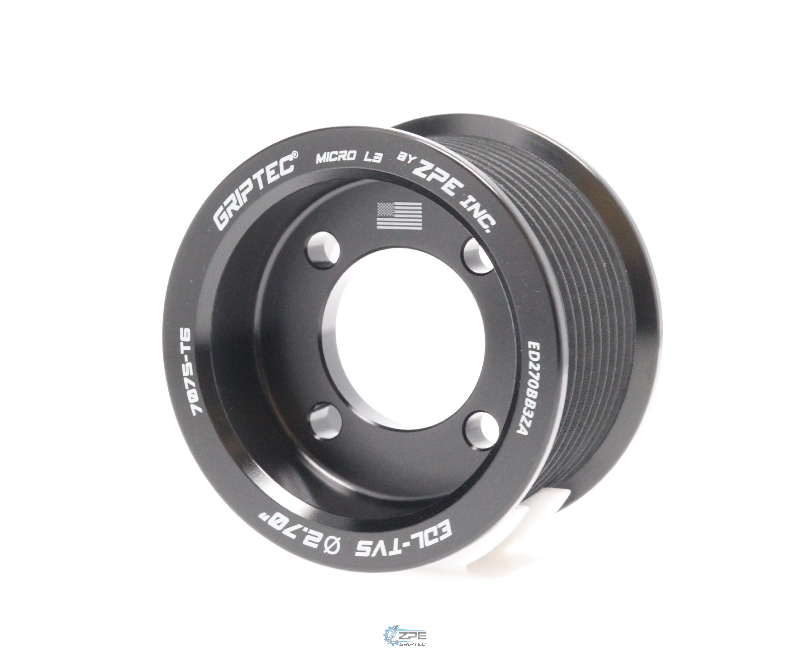 2.70" 10 Rib ZPE GripTec® 2pc Edelbrock TVS L3 Black Pulley Only